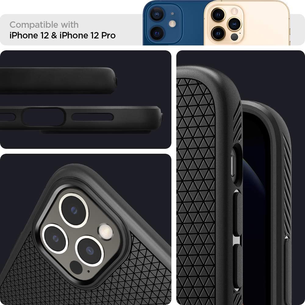 Thumbnail 2 de Coque Spigen Liquid Air pour iPhone 12 / 12 Pro (TPU noir) — protection coins renforcée