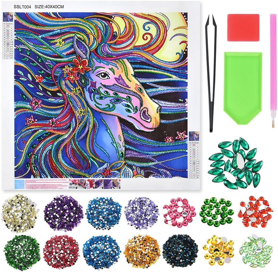 Thumbnail 5 de Kit Diamond Painting AUAUY 5D fai da te con unicorno 40 x 40 cm