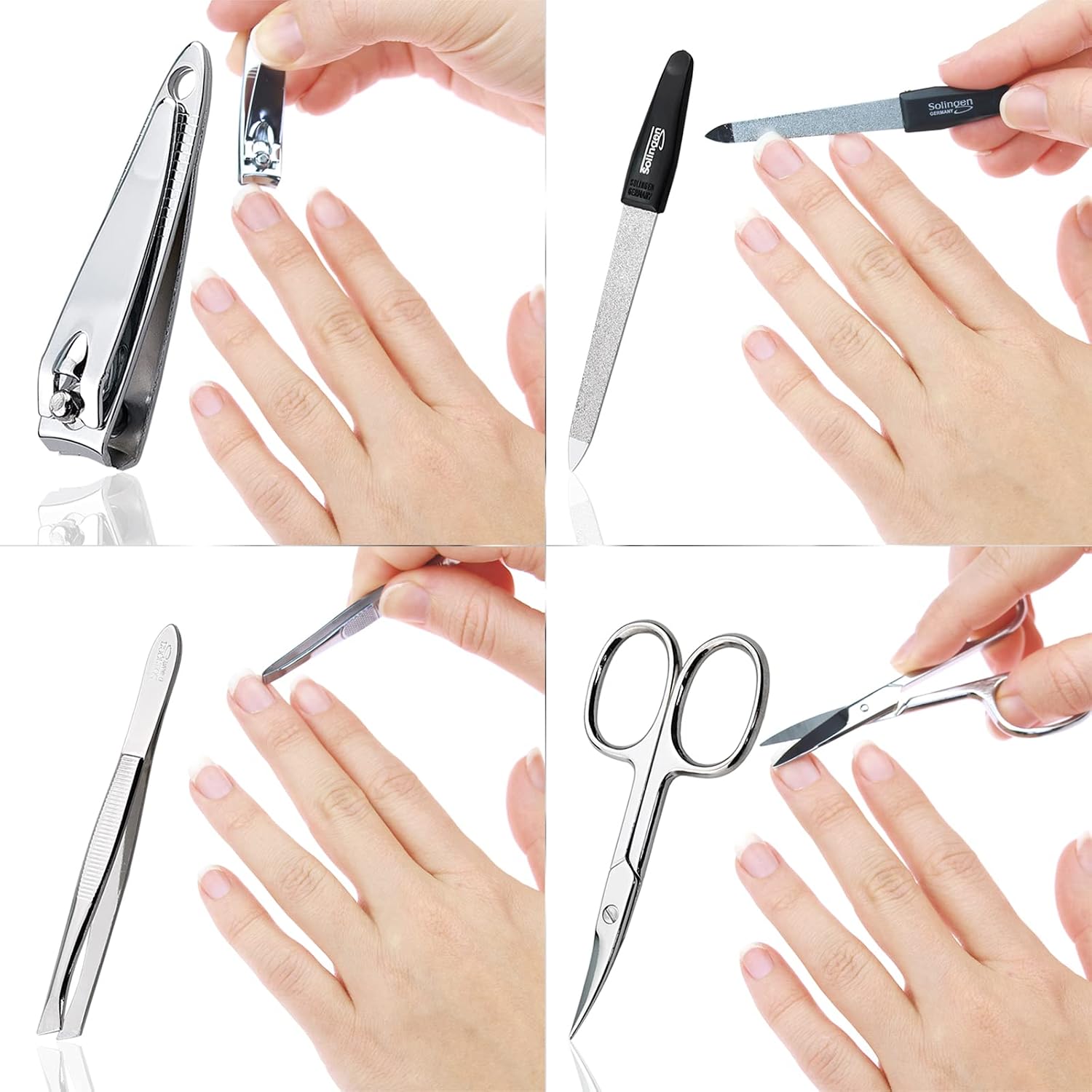Detalle de Set Manicure da Uomo e Donna | Kit 4 pezzi con Lima di Solingen e Strumenti di Alta Qualità