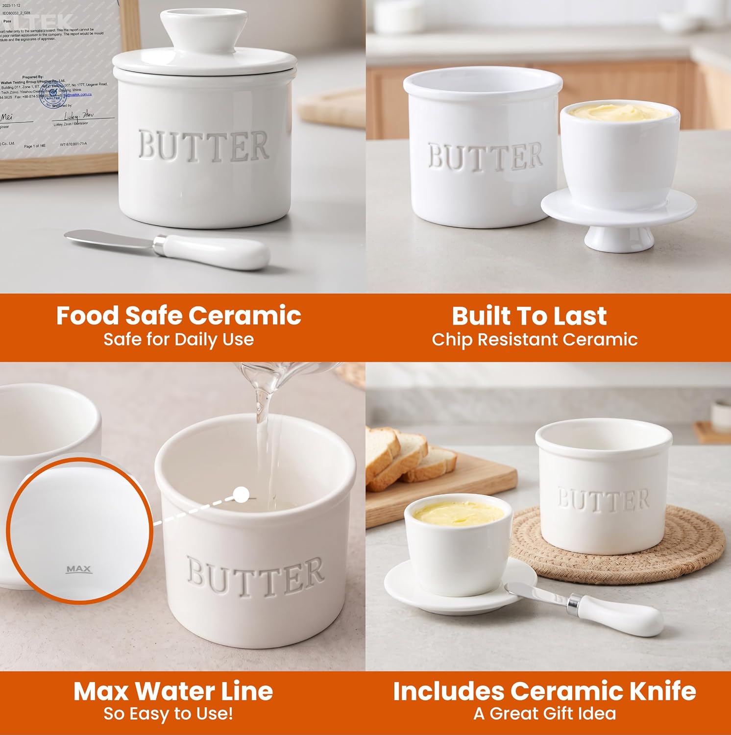 Thumbnail 4 de Priority Chef Butter Crock Ceramic Butter Dish 1.33 Sticks