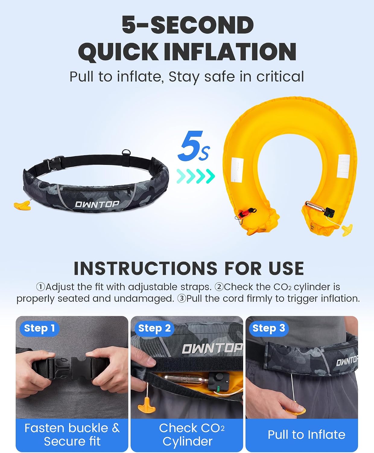 Detalle de Owntop Inflatable Belt Pack with 24g CO2 Cylinder