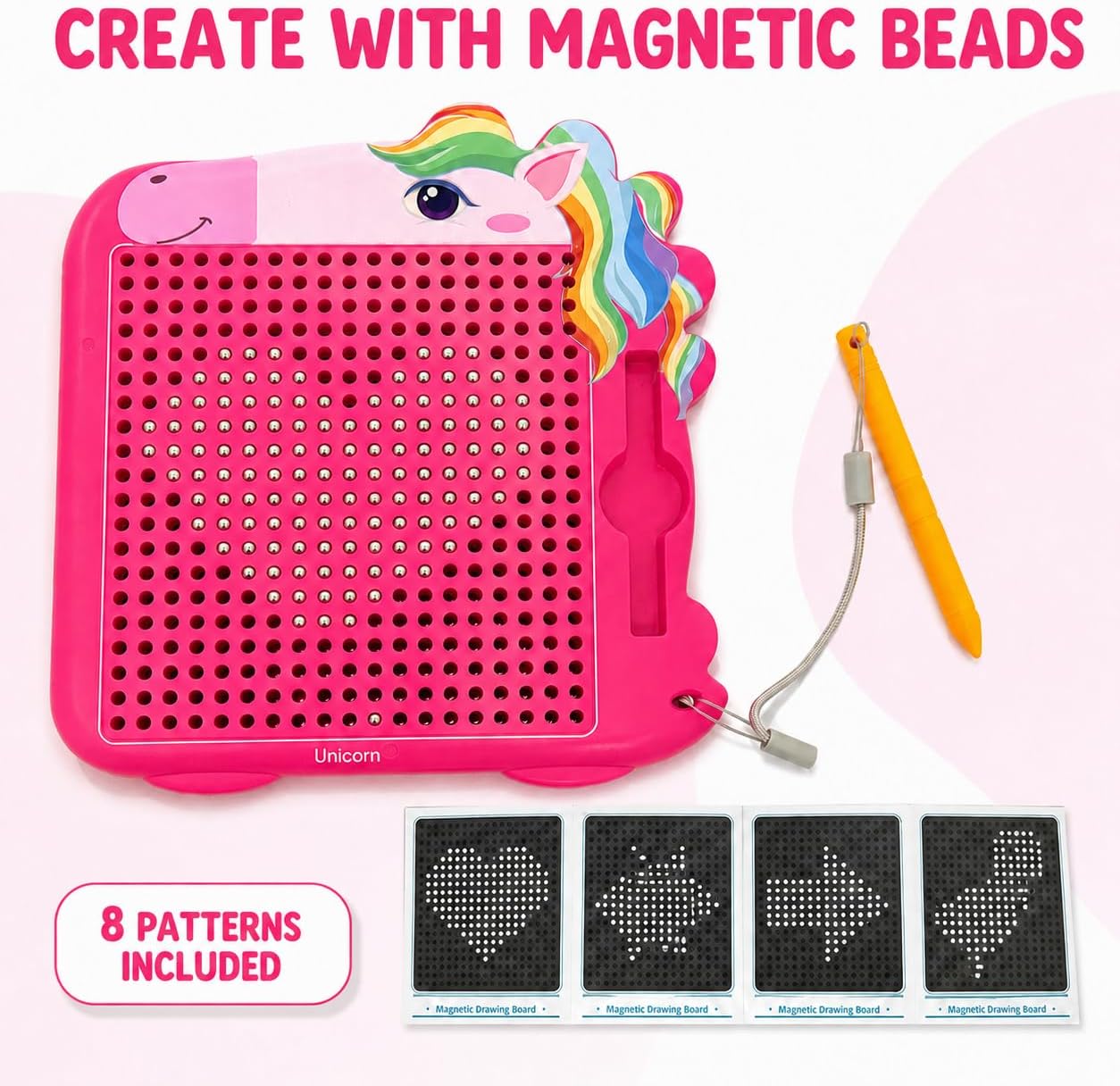 Detalle de MINGKIDS MKD230A Unicorn Magnetic Drawing Board with Stylus and 10 Patterns