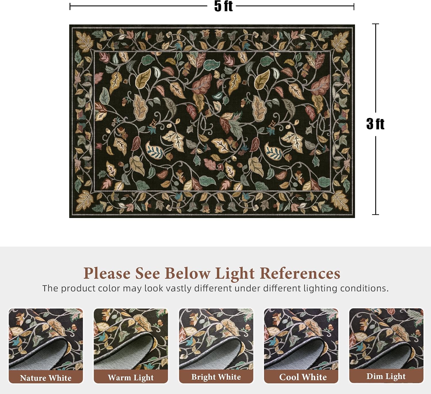 Detalle de AIMPEAK Washable Area Rug, 3x5 ft