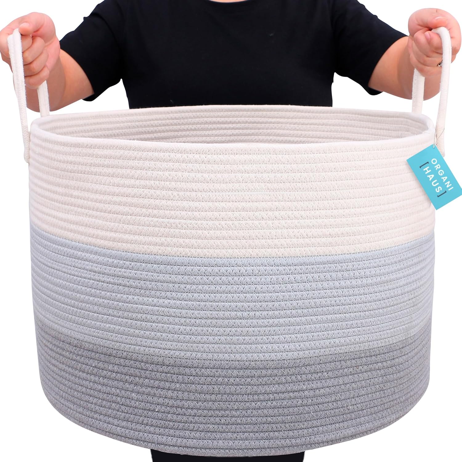 Detalle 1 de OrganiHaus Woven Storage Basket, 20 x 13 Inches