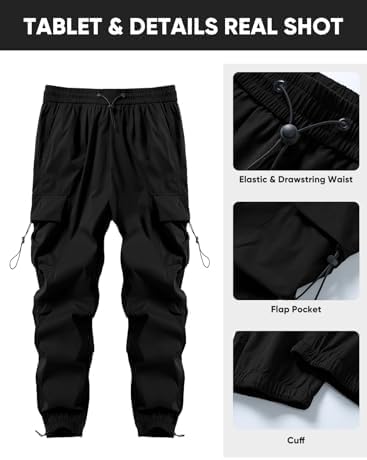 Thumbnail 3 de JMIERR Men's Baggy Cargo Pants Trendy Parachute Harem Joggers with Pockets