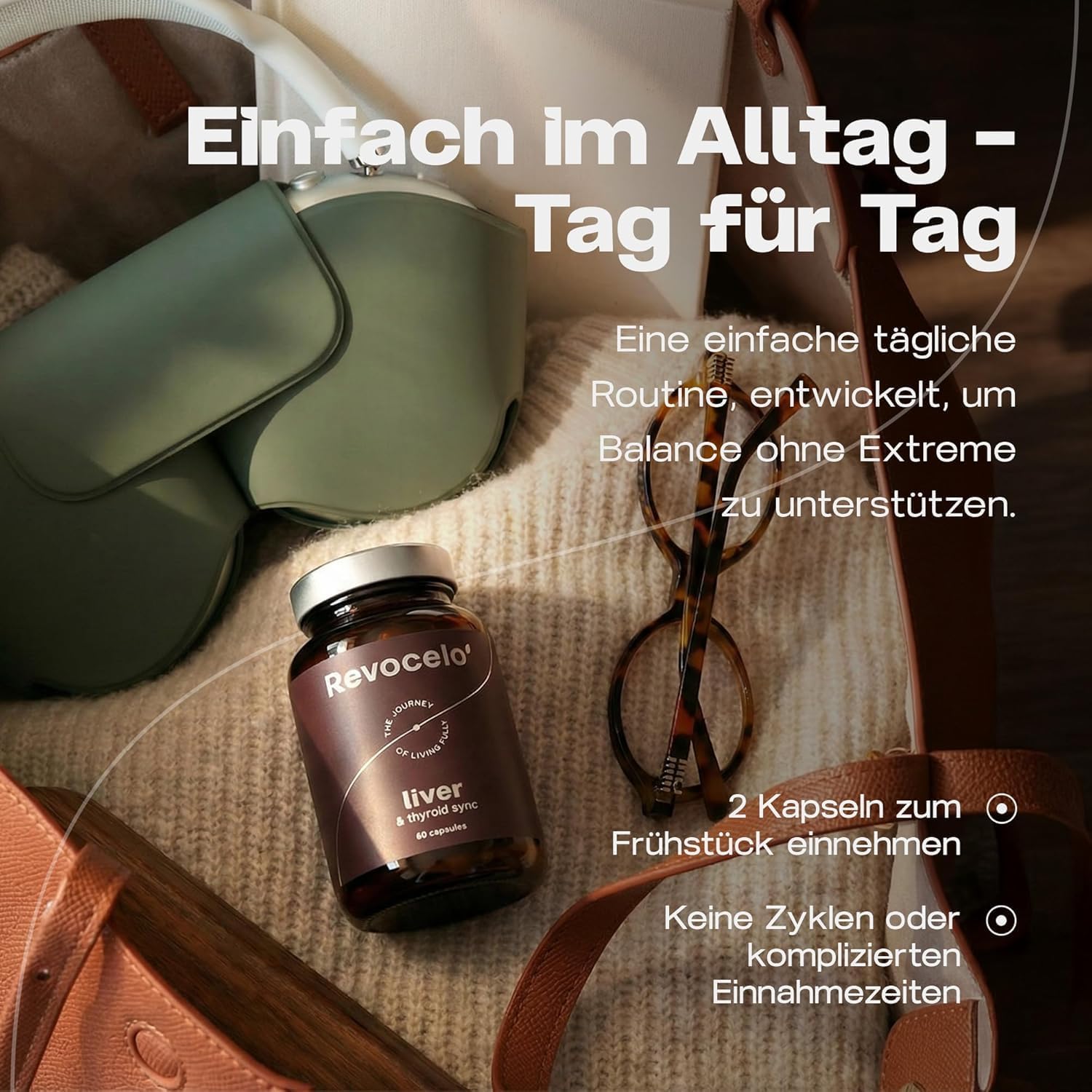 Detalle de Revocelo Leber-Komplex mit TUDCA – Schilddrüsen-Umwandler 9-fach-Formel (vegan) mit liposomalem Glutathion, Cholin und Selen, 60 Kapseln