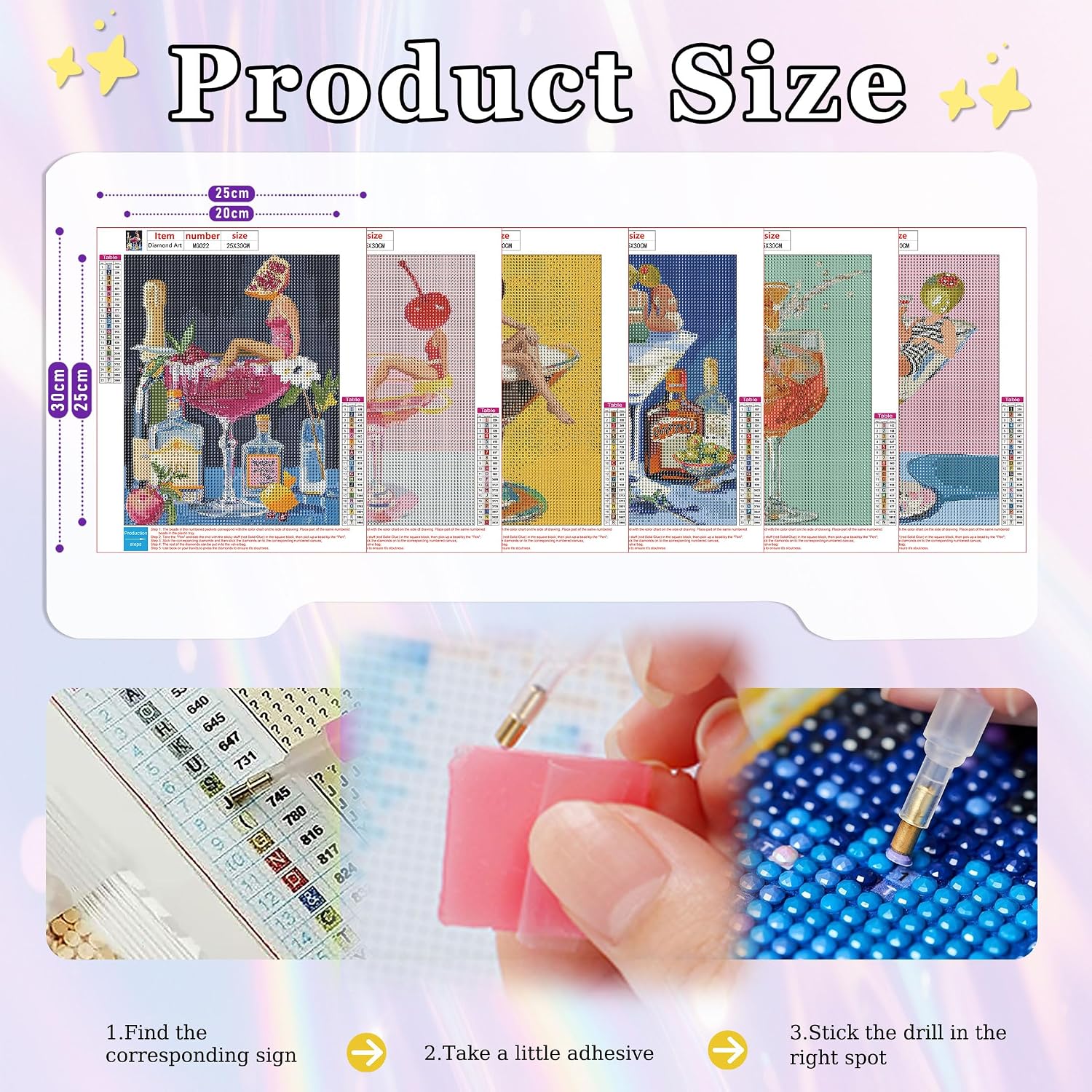 Thumbnail 3 de Cocktail Diamond Painting Kit, 6-Pack