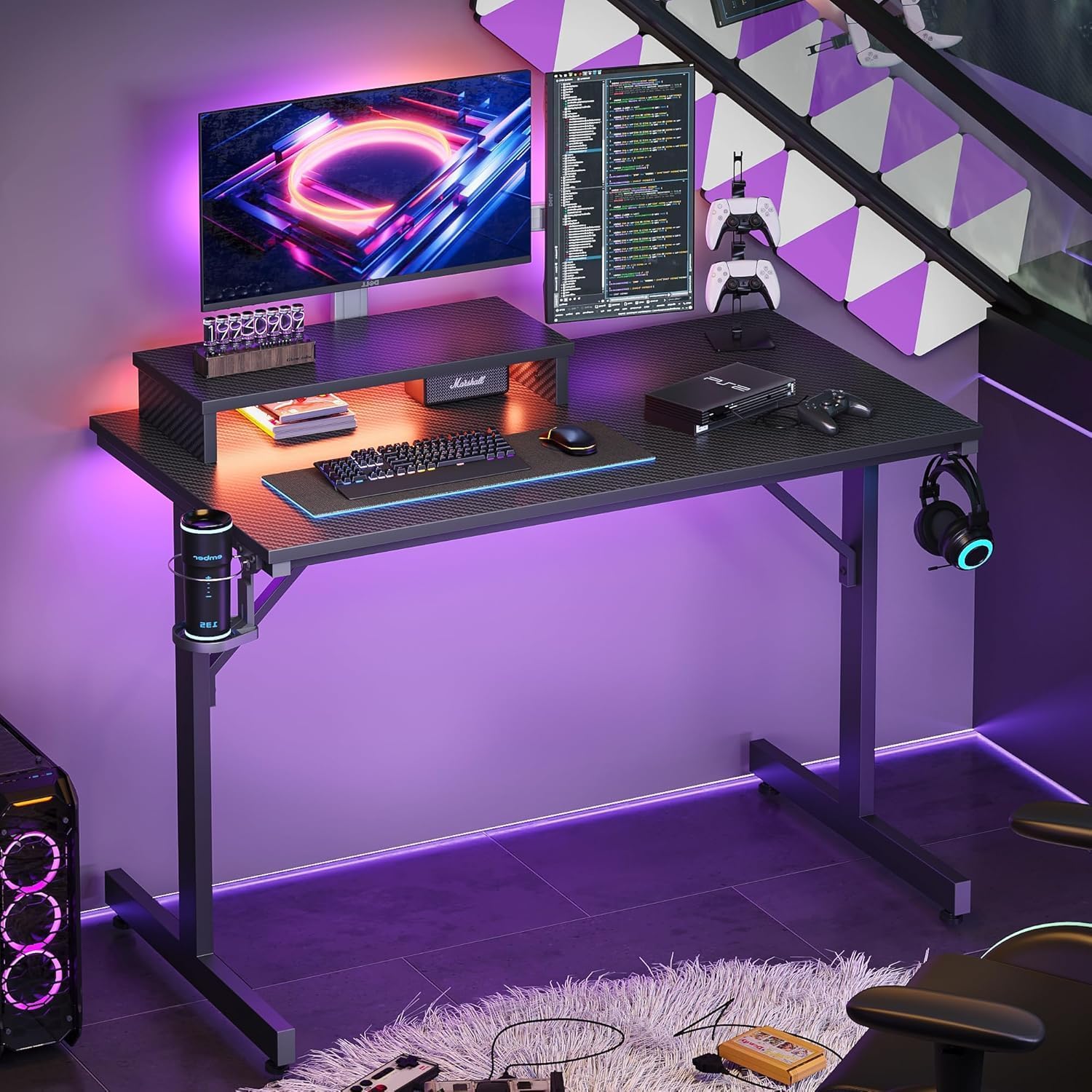 Thumbnail 4 de Bestier 106.6 cm Escritorio gaming LED