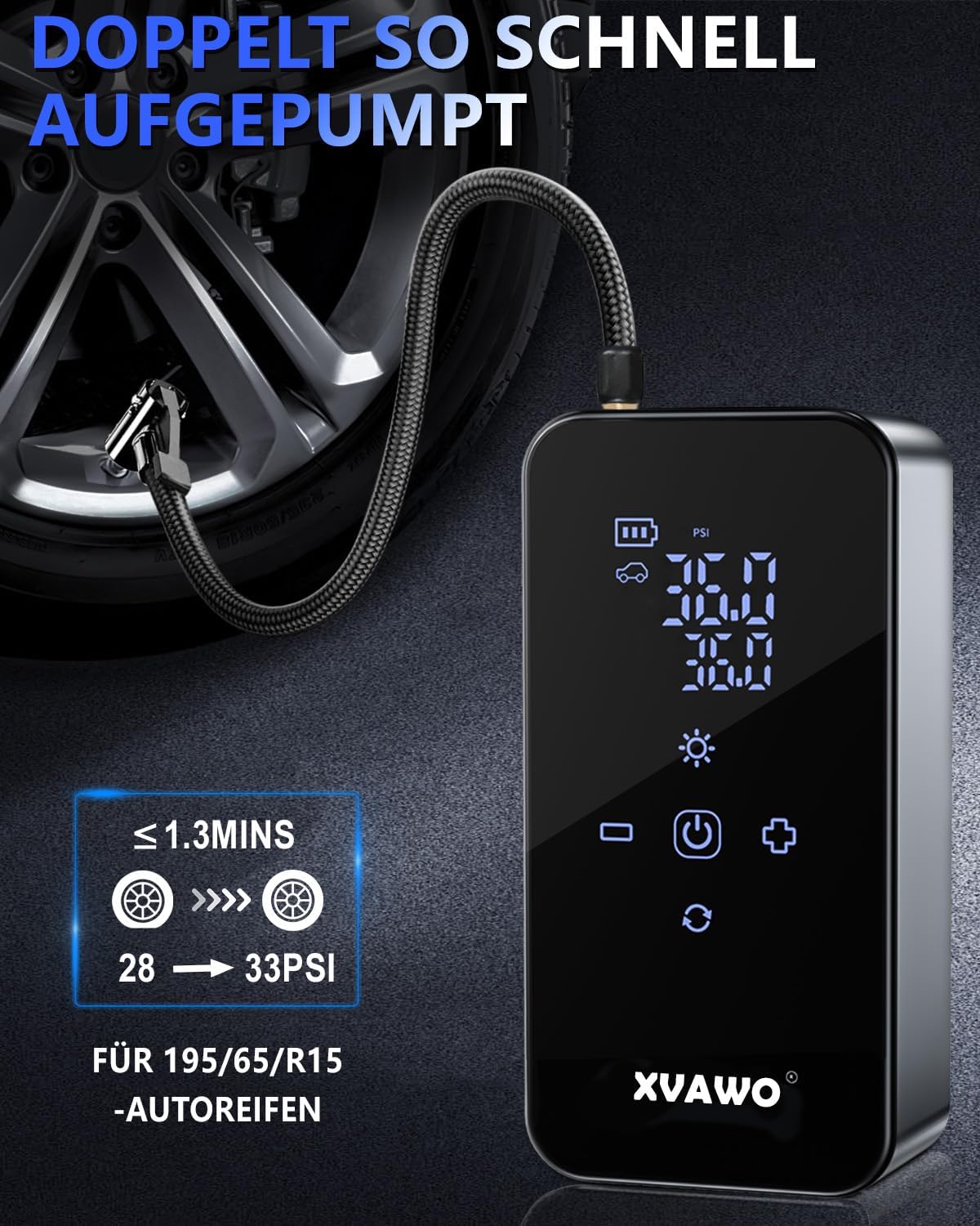 Detalle 2 de XVAWO Compresor Aire Portátil 150PSI 📦📯