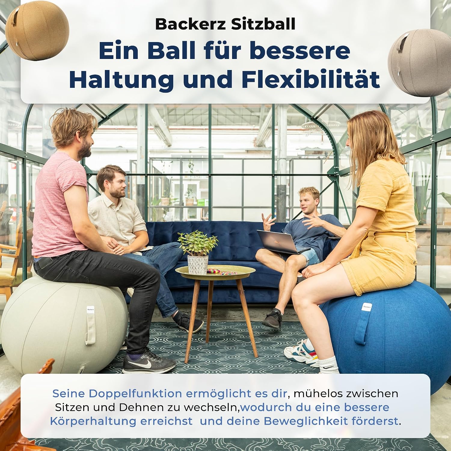 Detalle 1 de Backerz Sitzball 75 cm Ergonomisch