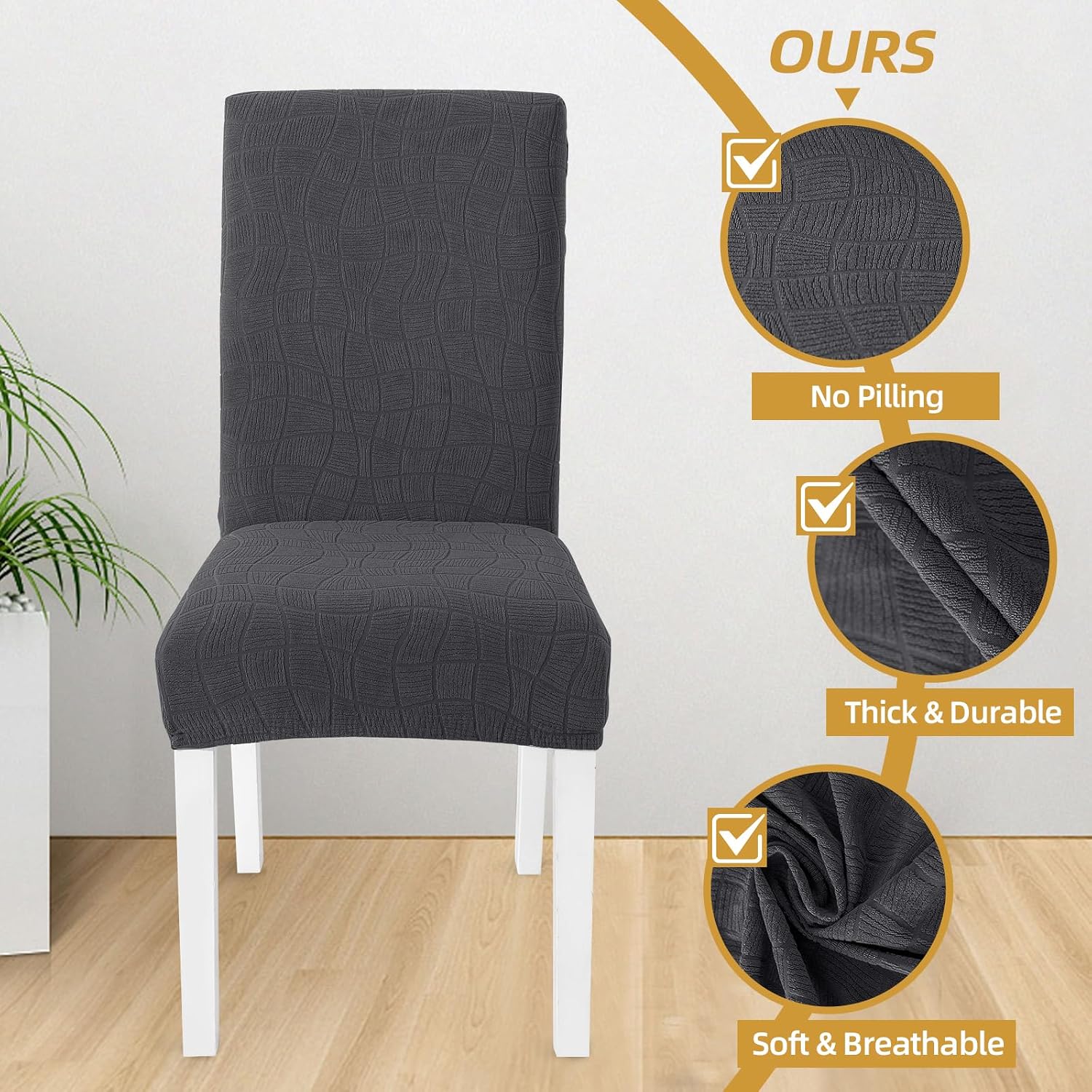 Thumbnail 6 de Housse de Chaise Ystyle 4 Pièces – Gris Foncé, Extensible, Lavable et Protection Durable