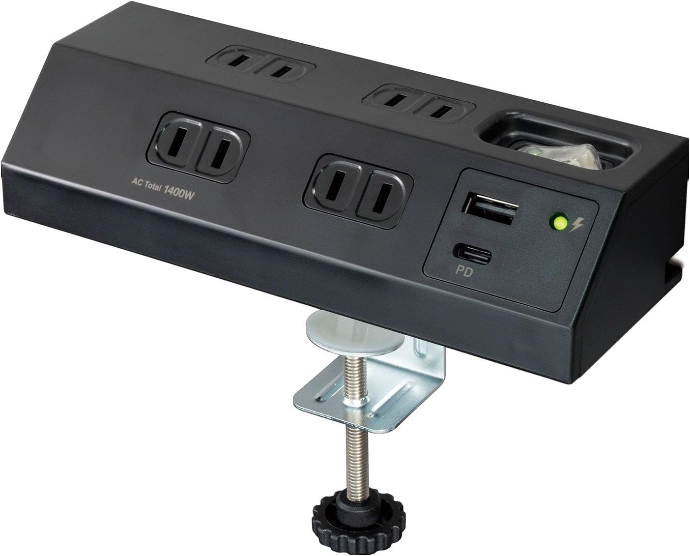 Detalle de エルパ(ELPA) WLS-DS4222SUC(BK) クランプ式デスクタップ 4個口・USB Type-C PD20W対応・2mコード