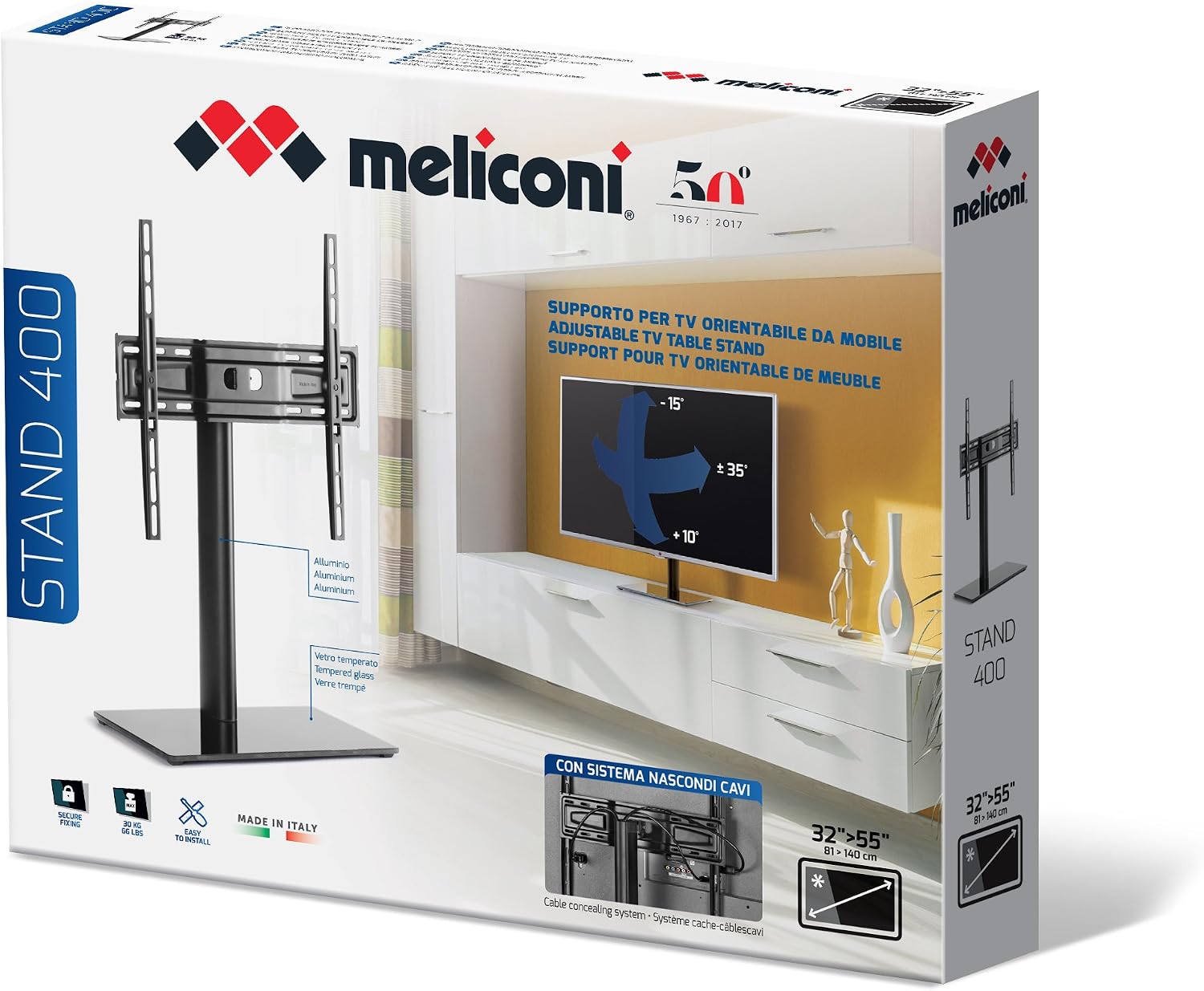 Thumbnail 6 de Meliconi 480807 BA STAND 400 – stojak podłogowy do TV, szkło hartowane