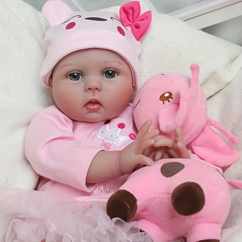 Detalle de WEQNT Reborn Baby Doll Girl 55cm babypop van vinyl met mohair en accessoires