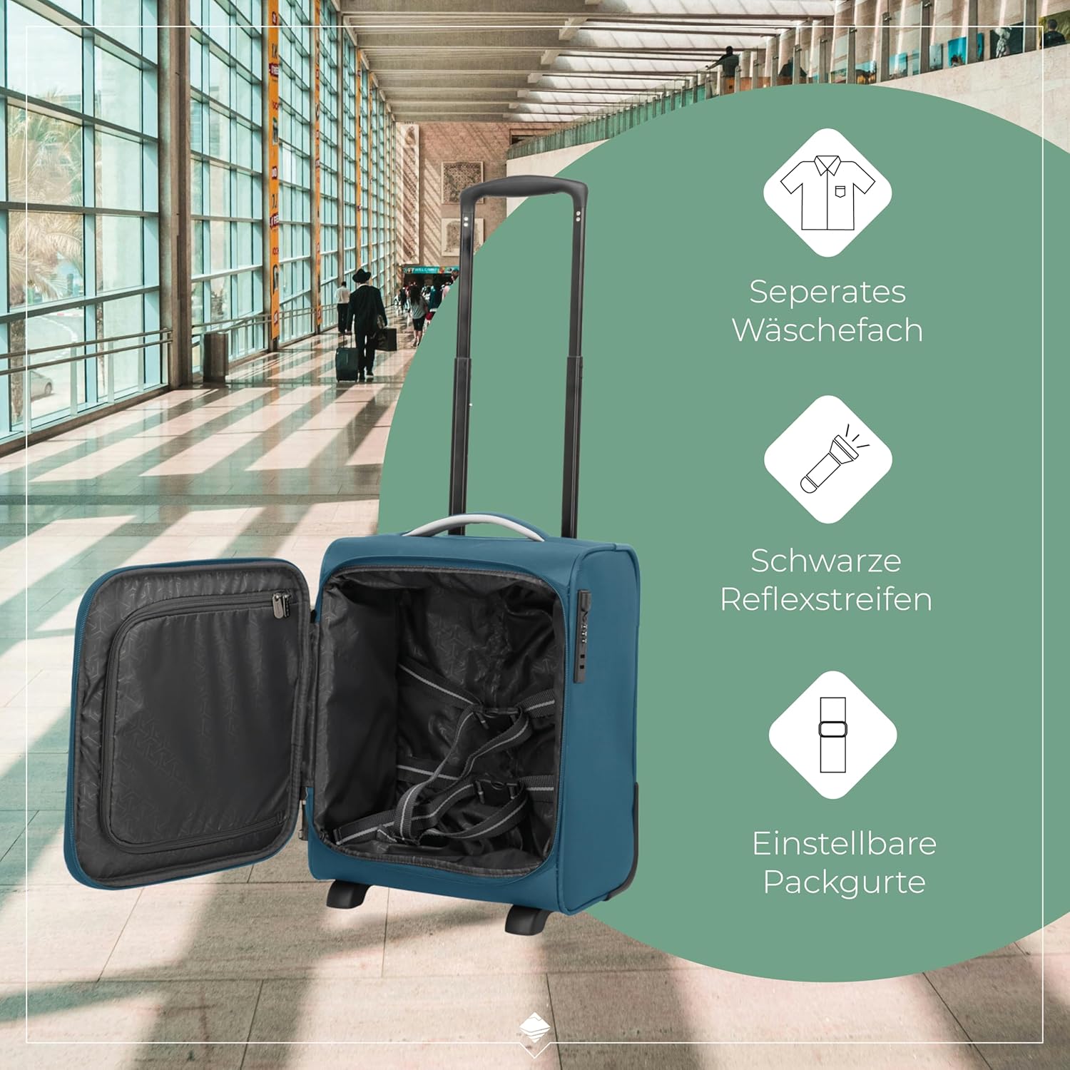 Detalle de Travelite Jetpack Handgepäck Koffer 40x30x25 cm – ultraleichtes Bordgepäck für Eurowings