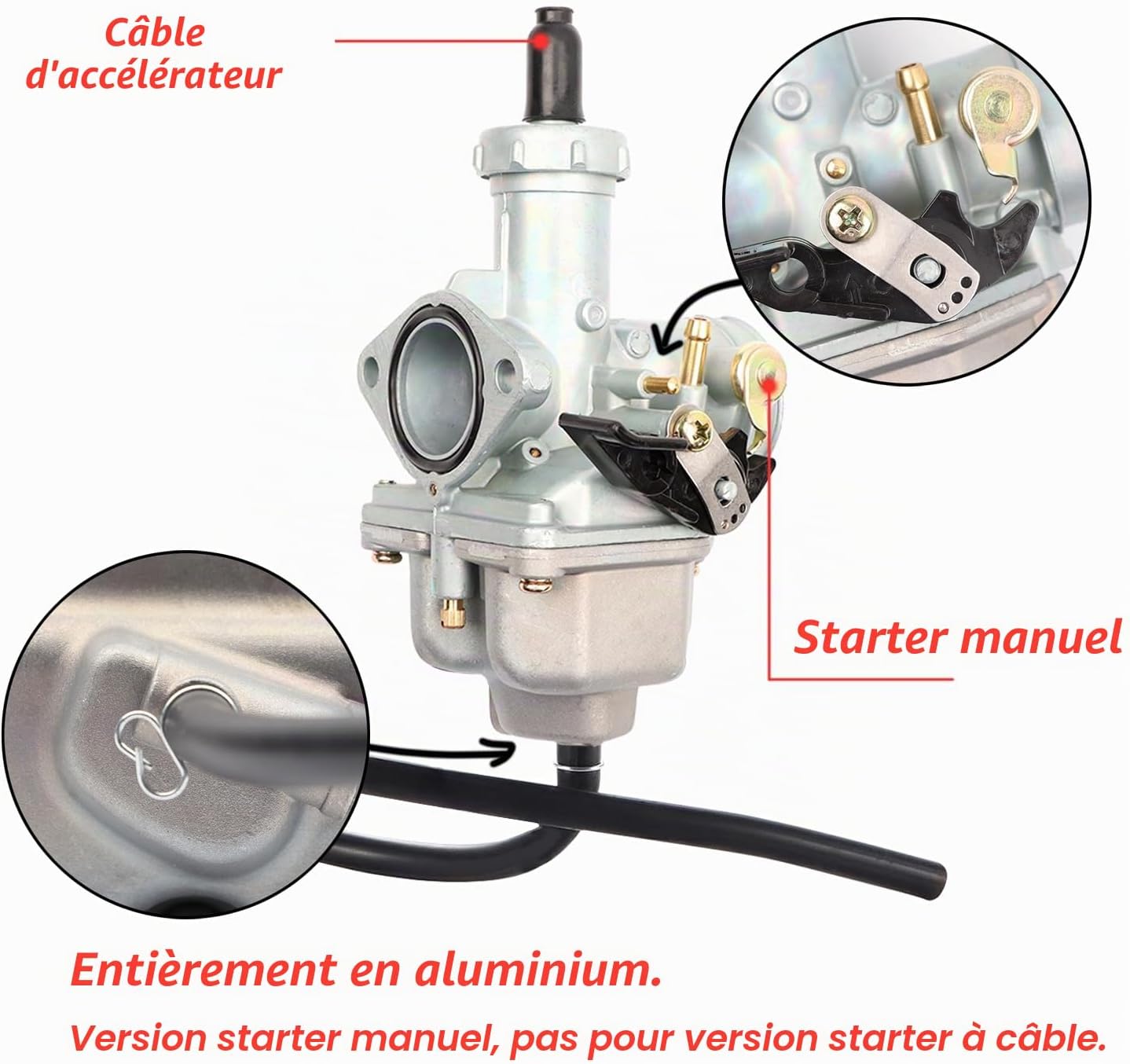 Detalle 1 de AMZSKU PZ27 carburateur 27 mm voor ATV, crossmotor en go-kart