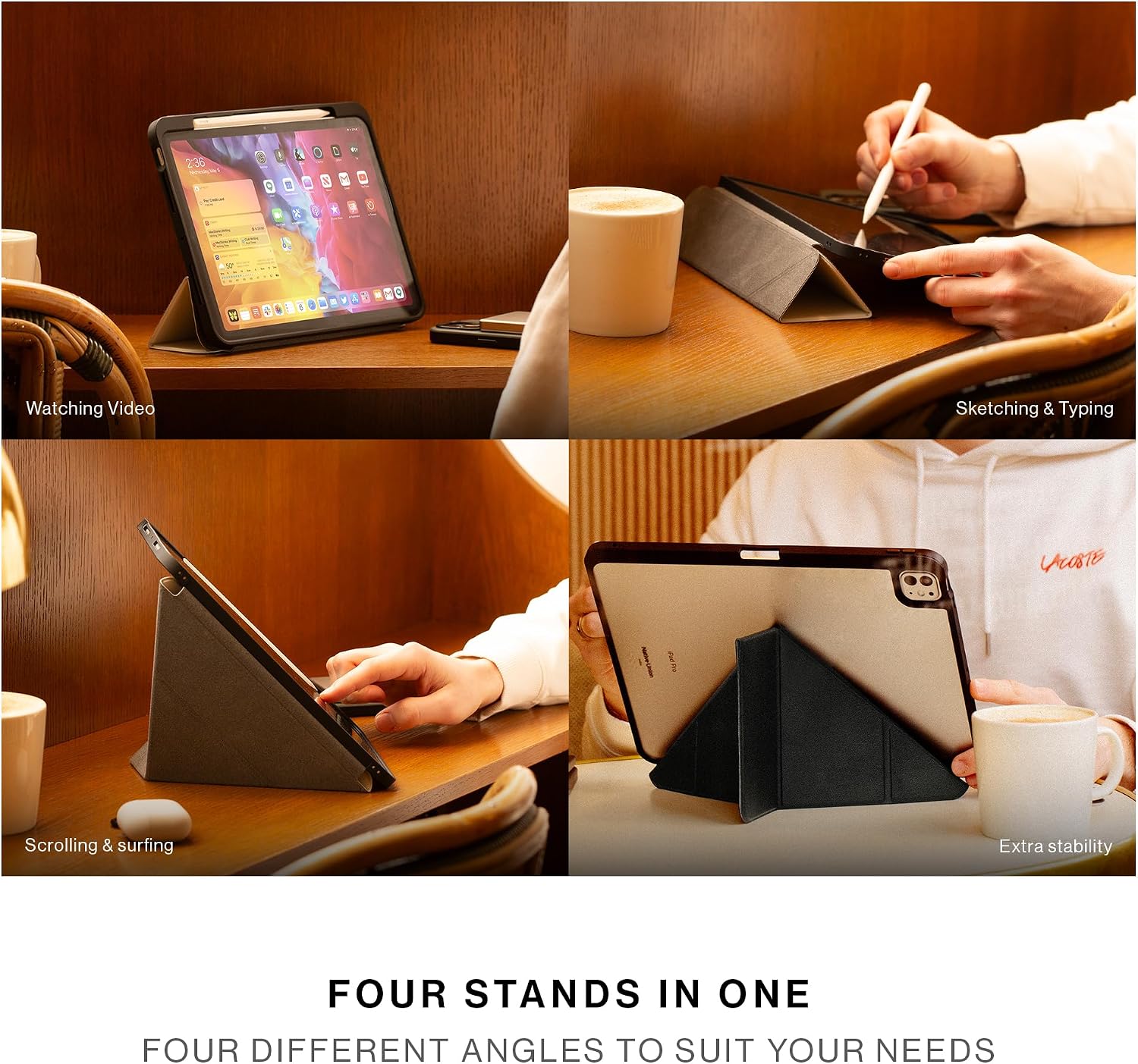 Detalle de Native Union Active Case for iPad Pro 13" (M5, M4) – 4‑in‑1 stand cover with Pencil holder and auto wake/sleep (Black)