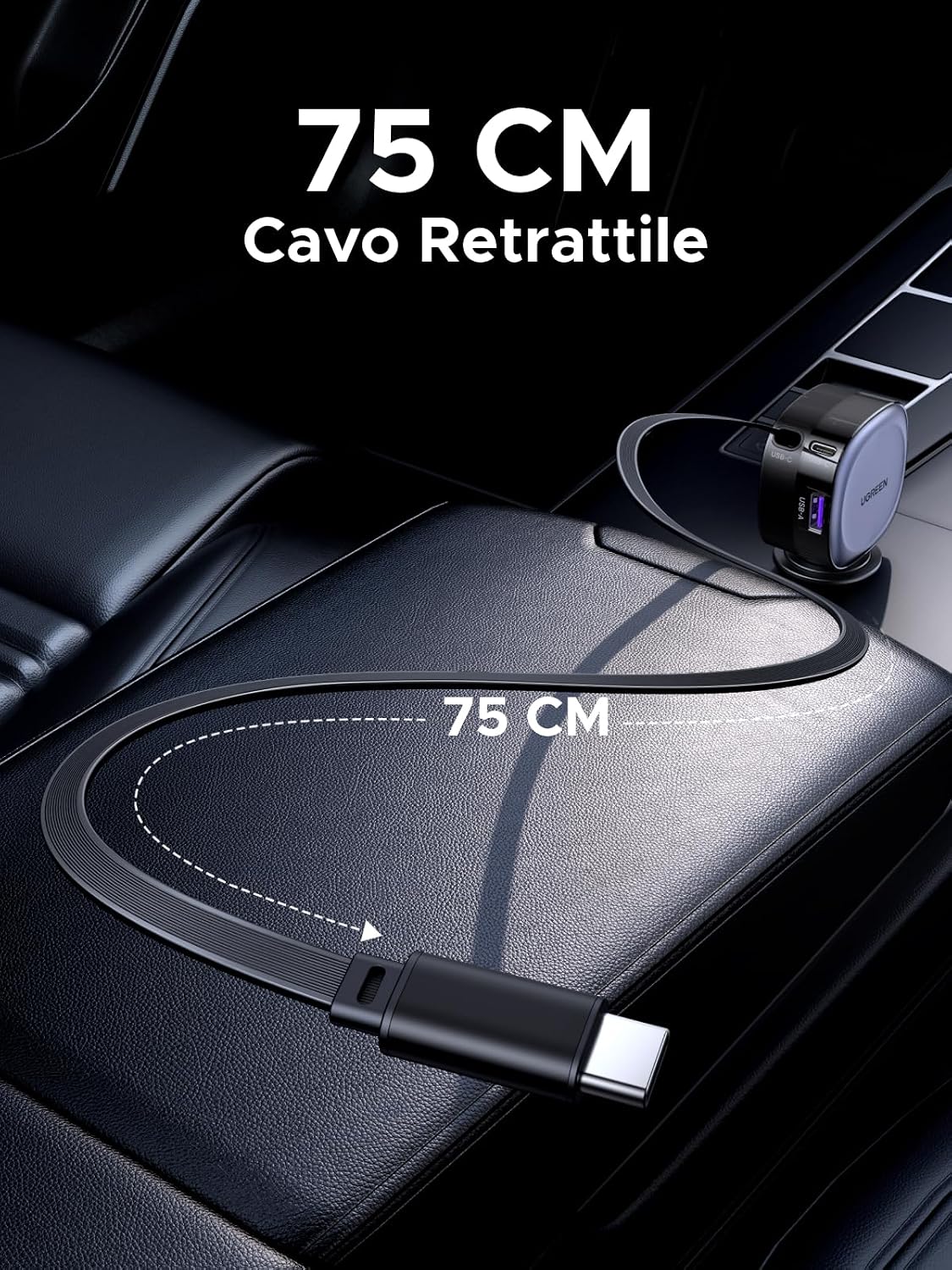 Thumbnail 4 de UGREEN 75W caricatore auto USB-C retrattile