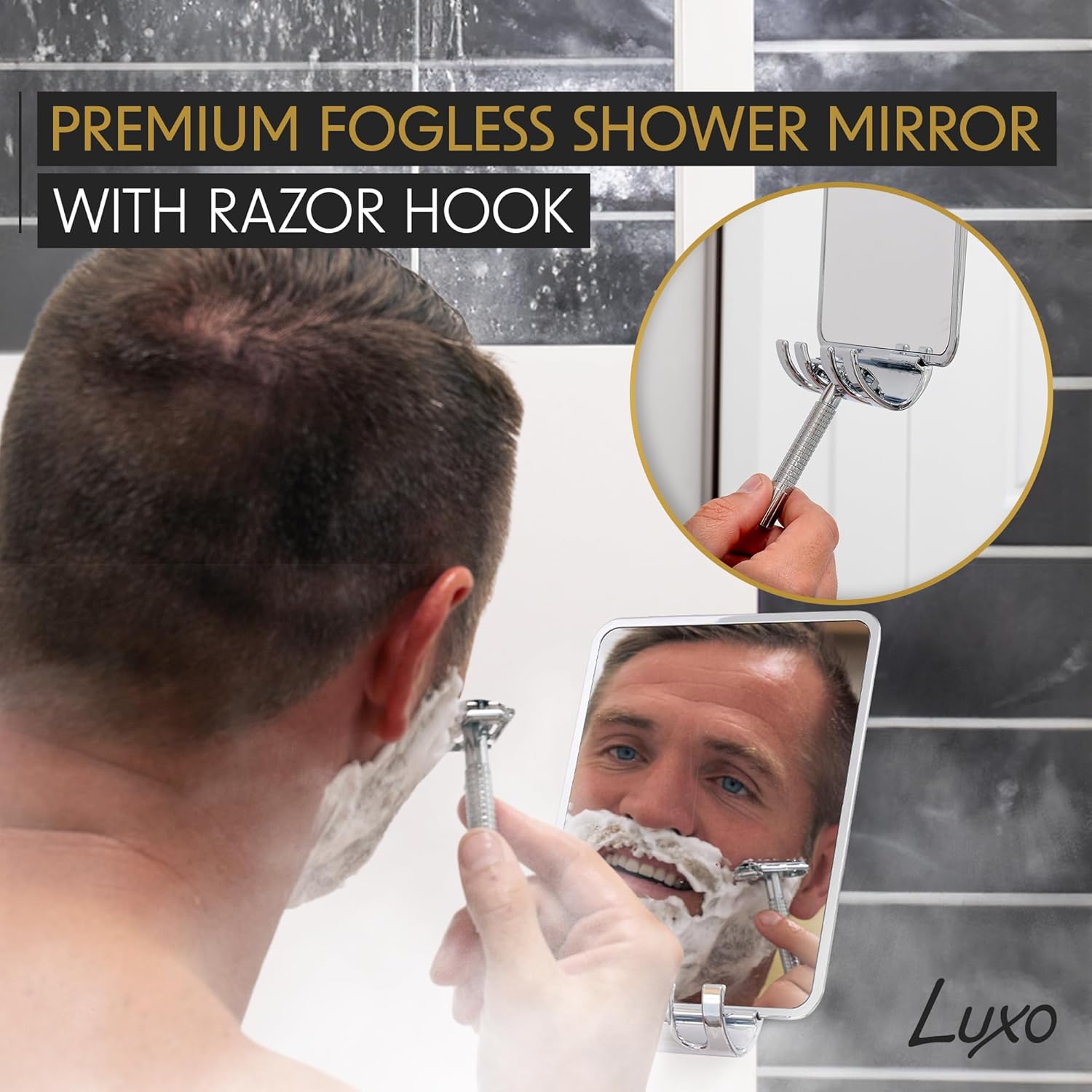 Detalle 2 de Luxo Shower Mirror fogless shaving mirror