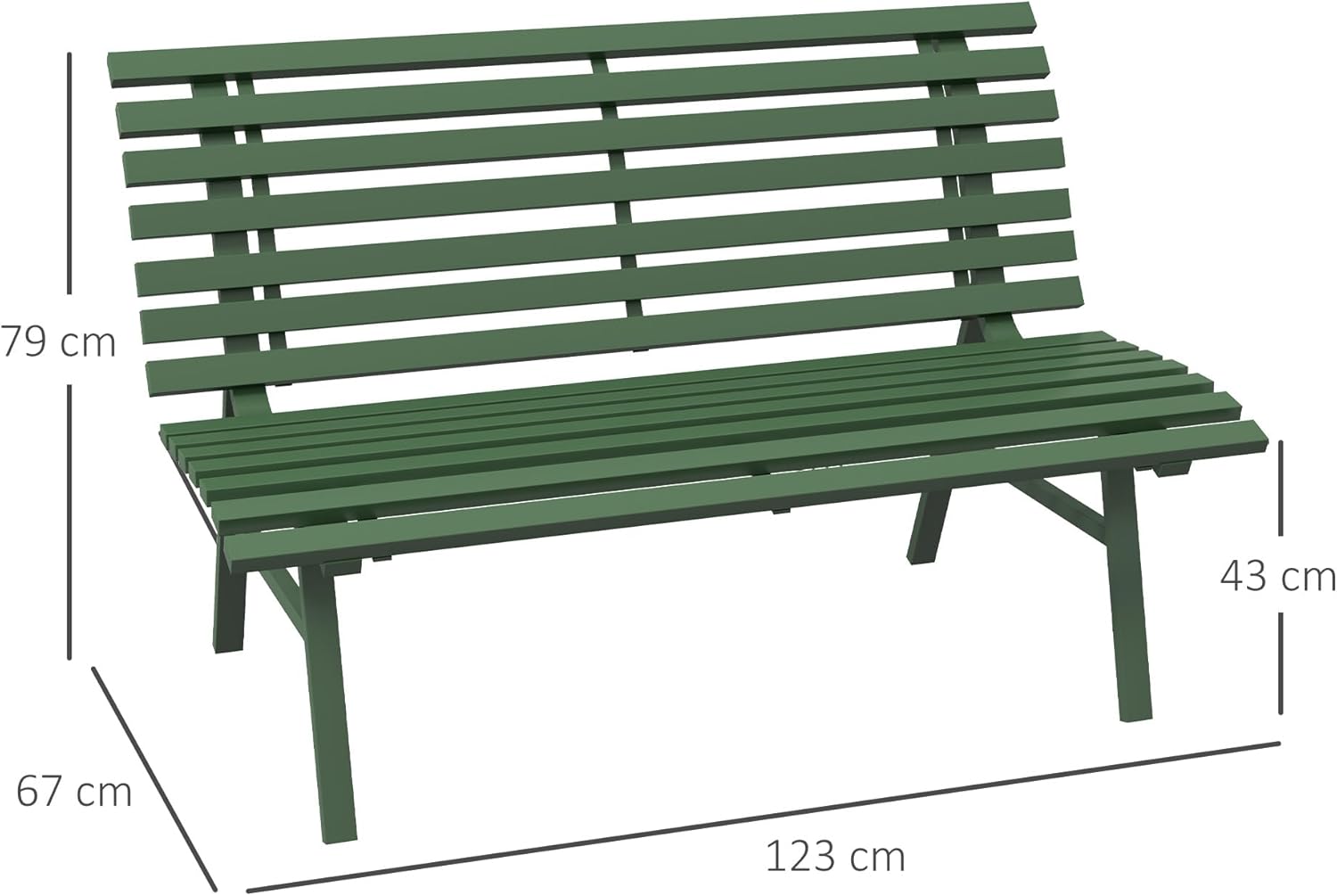 Thumbnail 2 de Outsunny Banc de Jardin Banquette Extérieur 2 Places en Aluminium - Vert, 123 x 67 x 79 cm