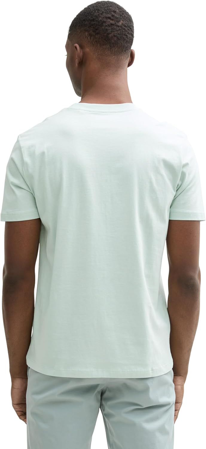 Detalle de Tom Tailor Denim Herren Basic T-Shirt mit Logo-Print – einfaches Basic-Shirt mit Logo-Print