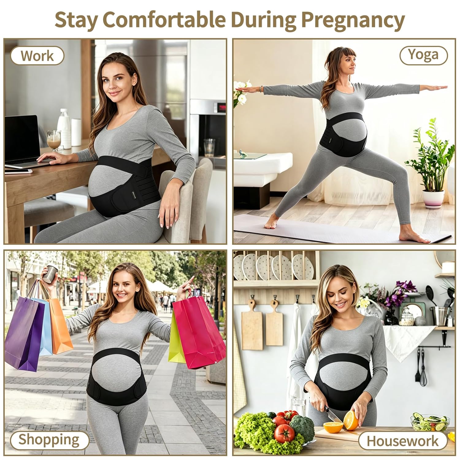 Detalle de ChongErfei 3-in-1 Pregnancy Support Belt (XL, Black)
