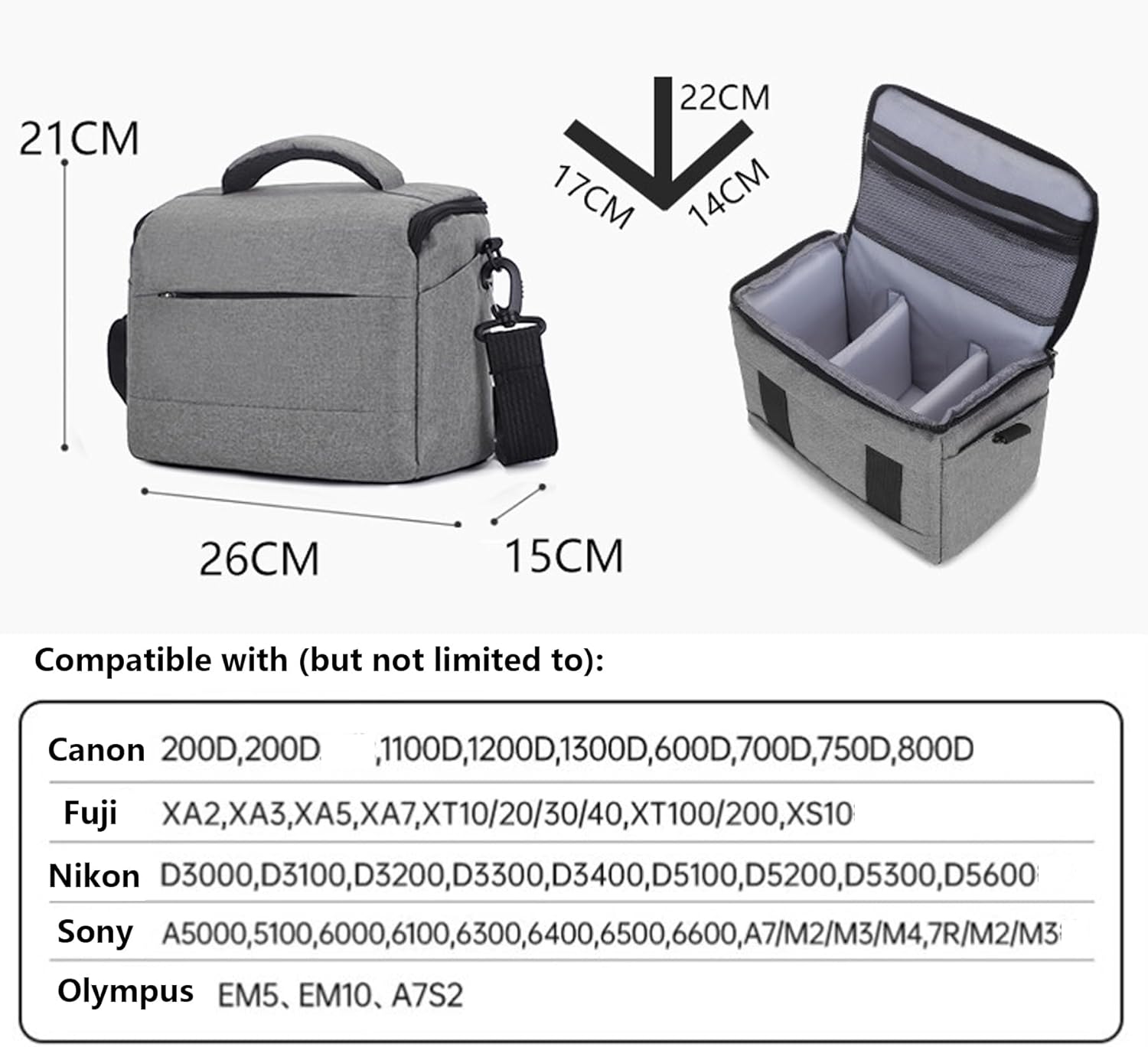 Thumbnail 6 de Lxweimi SLR Camera Bag (Large Capacity) – Grey, shockproof single-shoulder case for DSLR, mirrorless & lenses