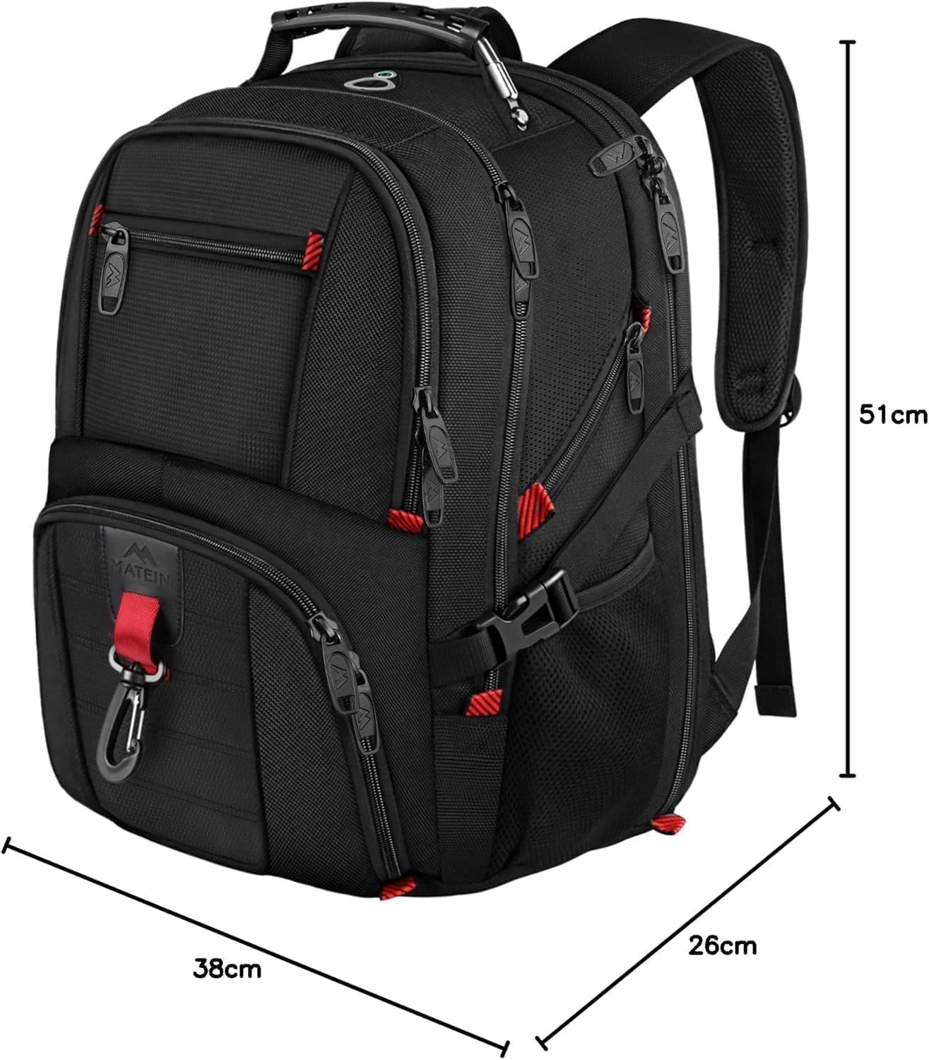 Detalle 2 de MATEIN laptoprugzak 17 inch, 55 liter met USB-poort en meer dan 20 vakken