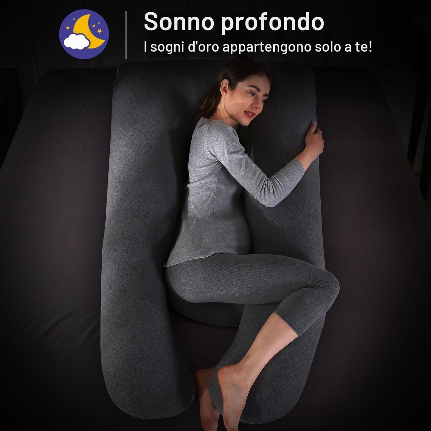Thumbnail 3 de Cuscino Gravidanza e Allattamento a Forma di U in Cotone 145 x 70 cm – Federa Sfoderabile