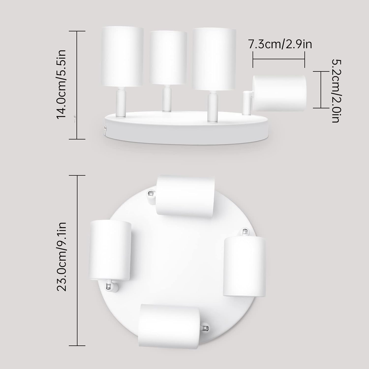 Thumbnail 5 de Ketom plafoniera LED da soffitto con 4 faretti orientabili GU10 (bianco) – rotonda moderna