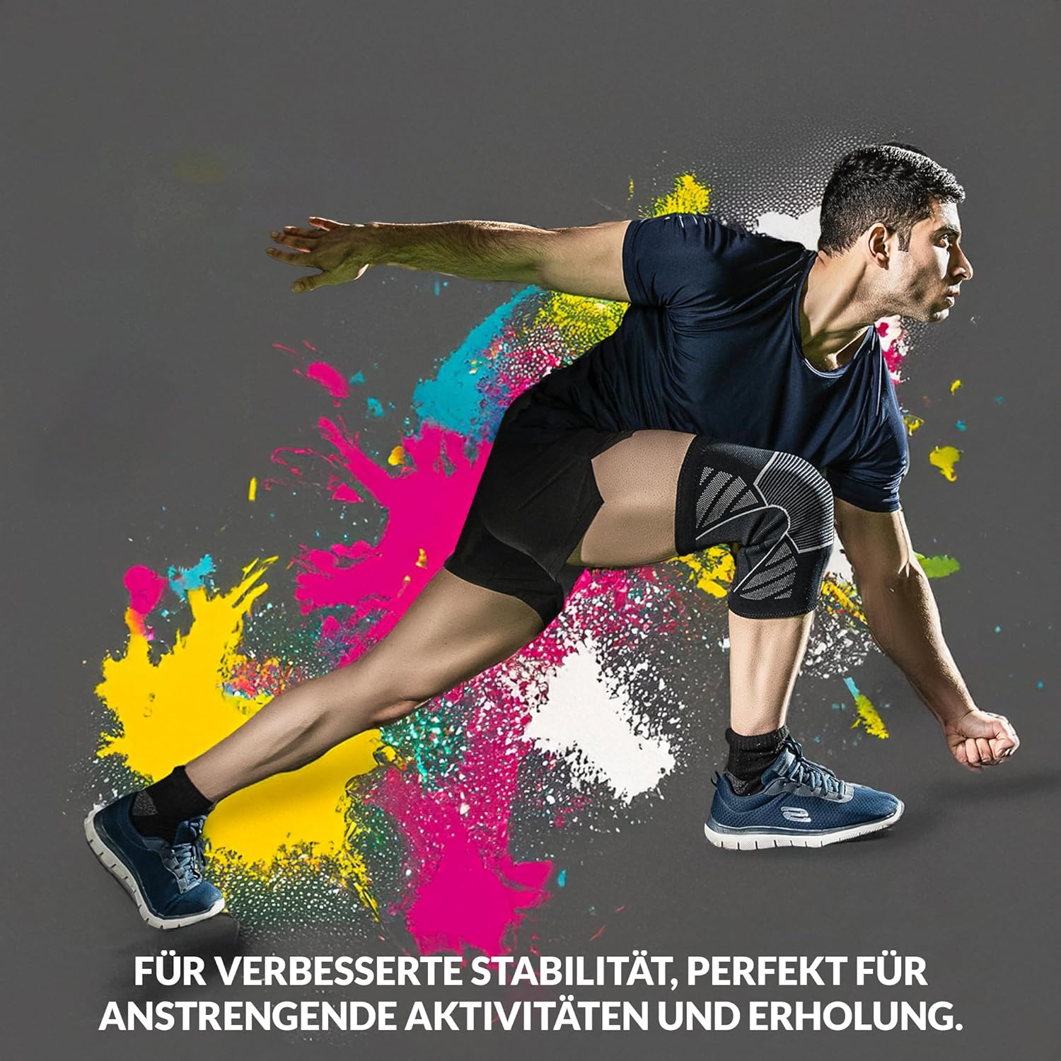 Thumbnail 4 de 360 RELIEF Kniebandage – 2 Stück, Kniestütze für Sport, Gym, Joggen, Kraftsport – Unisex Schwarz/Weiß