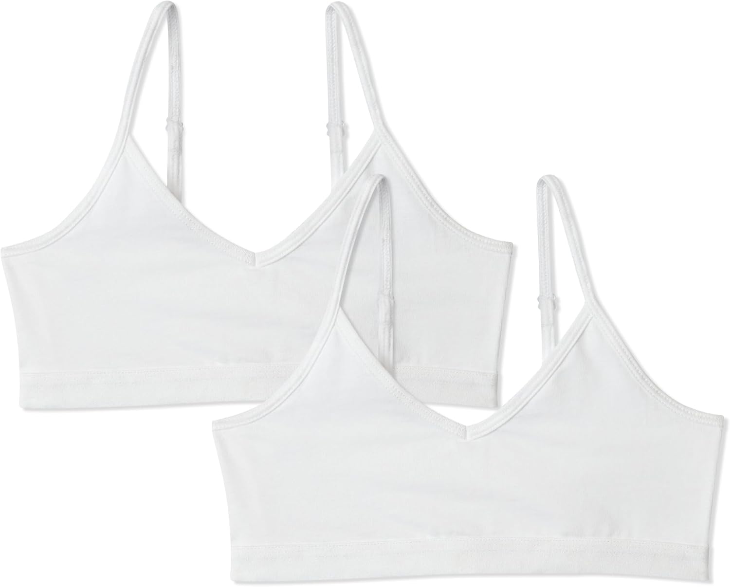 Detalle de Amazon Essentials Mädchen Bustier, Trainings-Bralette aus Baumwoll-Jersey – 2er Pack