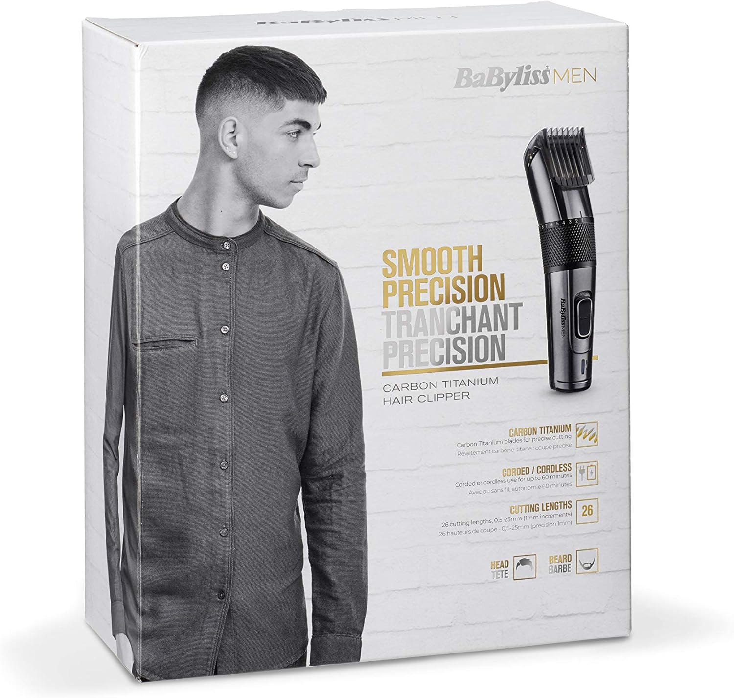 Thumbnail 6 de BaByliss MEN E978E Tagliacapelli con lame in titanio al carbonio: mini rifinitore e 26 altezze