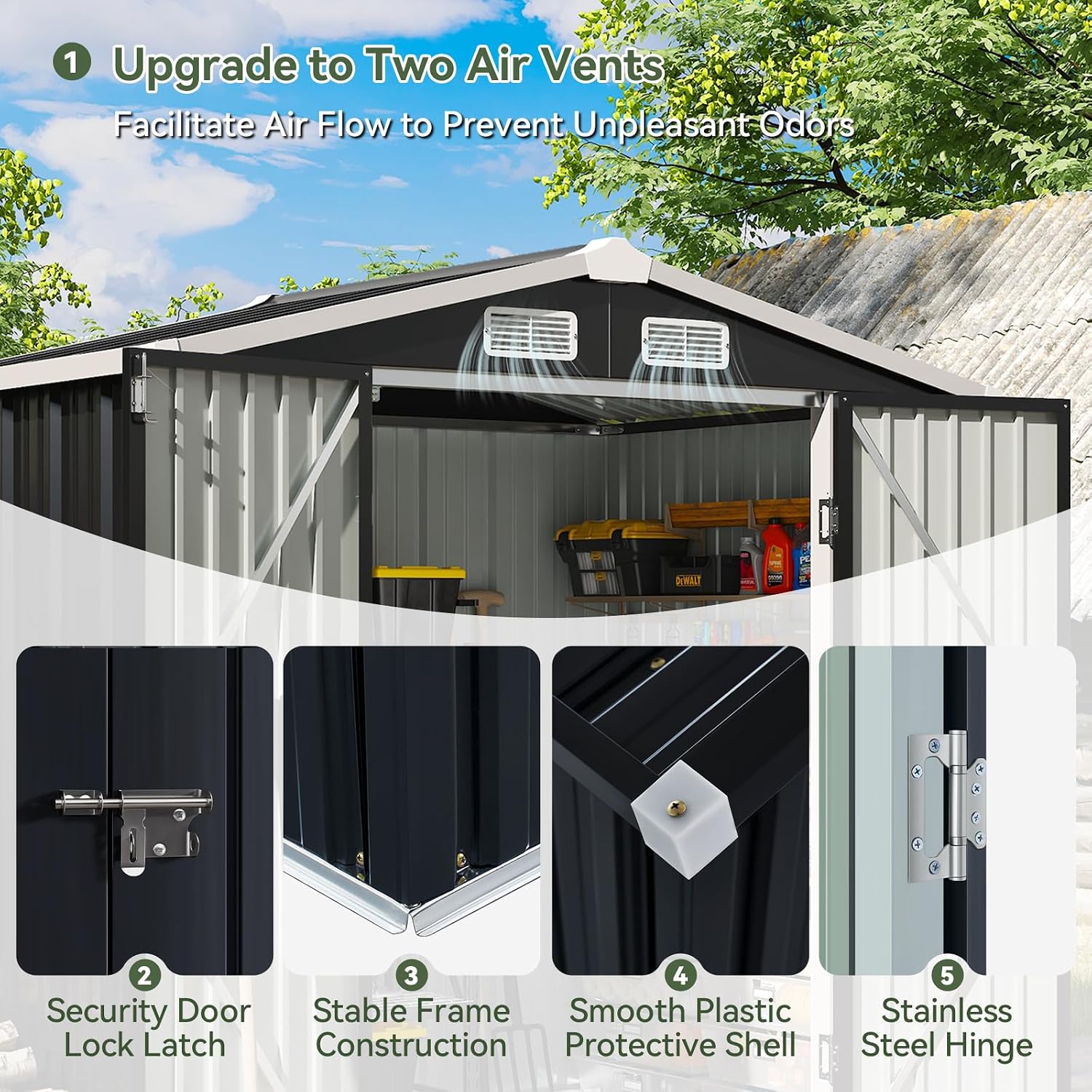 Detalle 1 de Aoxun Metal Storage Shed 6x4 FT