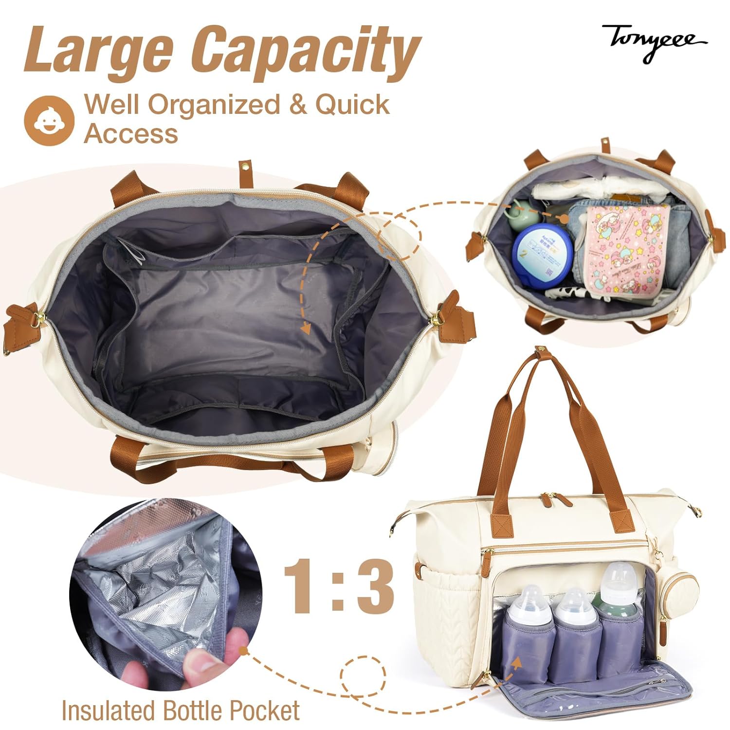 Thumbnail 4 de Tonyeee Wickeltasche mit Schnullertasche, Wickelunterlage und isolierten Fächern – multifunktionaler Wickelrucksack (Leopard)