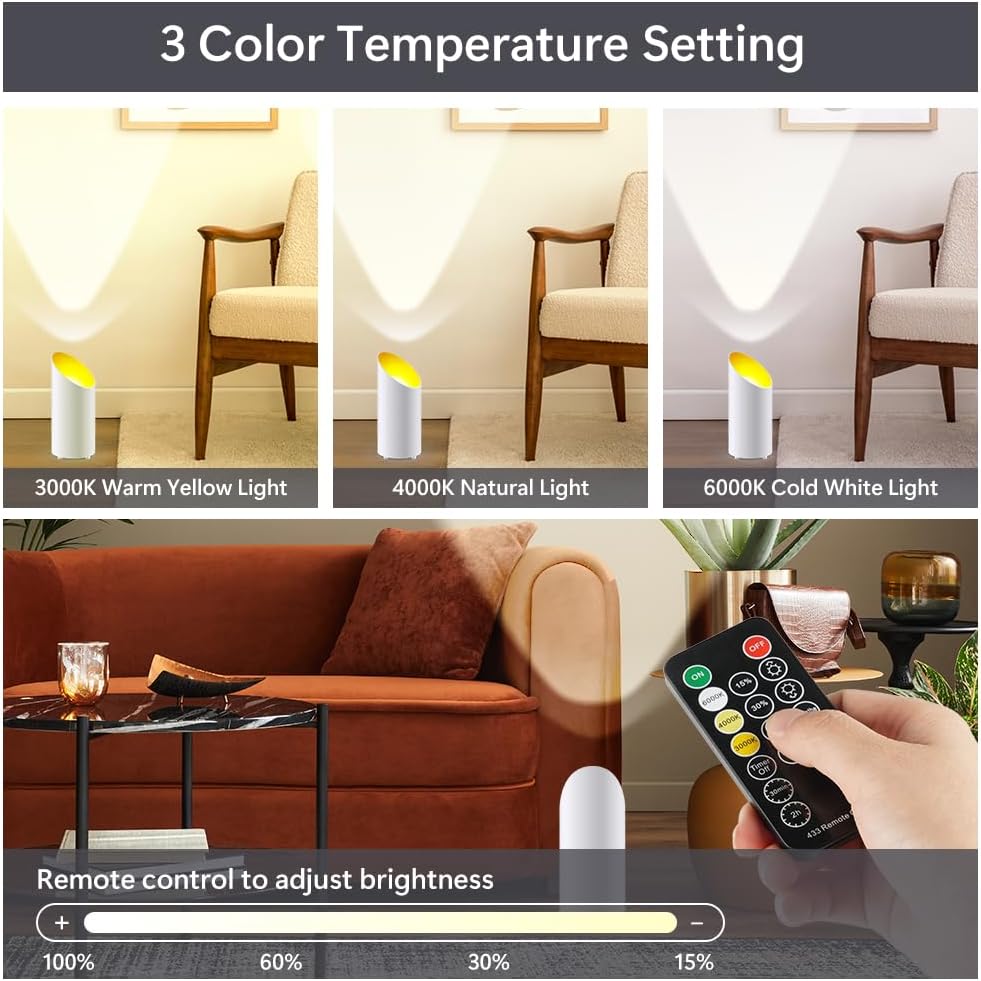 Thumbnail 3 de Adiwo Set di faretti LED da pavimento da 9W (2 pezzi) con dimmer e telecomando, bianco