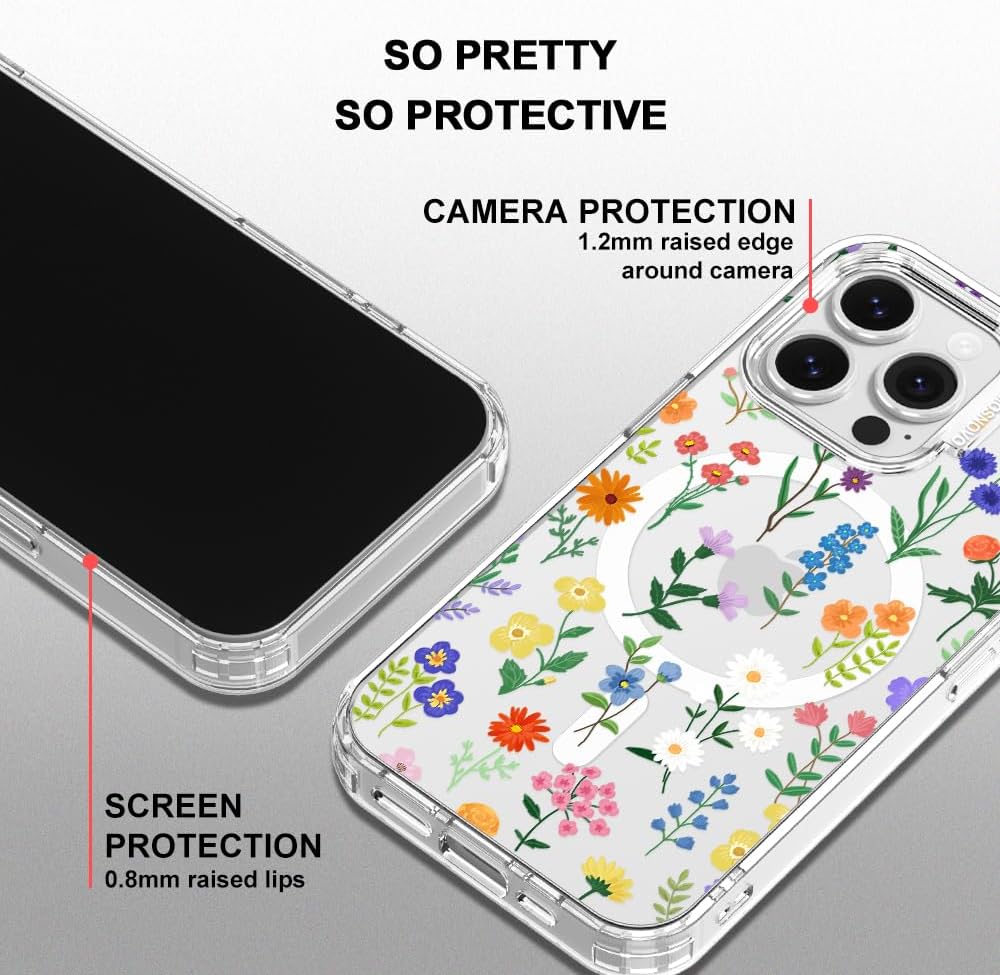 Thumbnail 3 de MOSNOVO Case for iPhone 16 Pro (MagSafe Compatible) Clear Botanical Floral Protective Phone Case