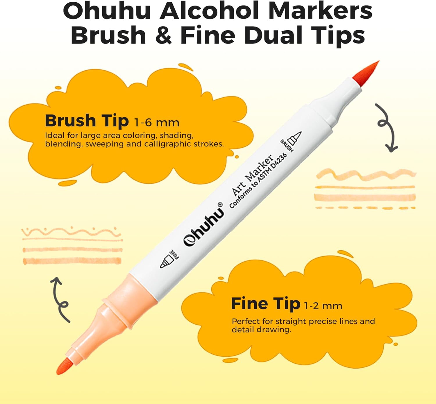 Thumbnail 5 de Ohuhu Markers Brush and Fine Tips Set (79+1 Colours) – Seamless Blending for Illustration and Design