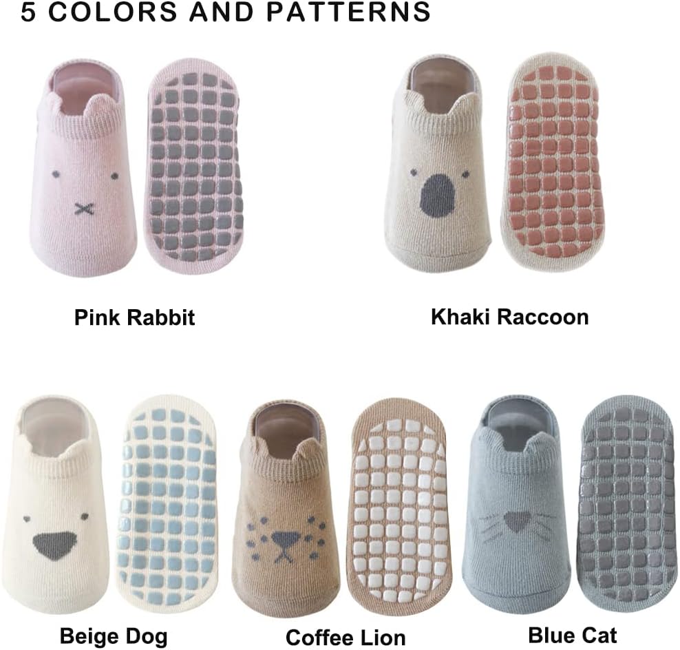 Detalle de Exemaba Baby non-slip grip ankle socks (5 pairs) for toddlers – cartoon anti-skid socks