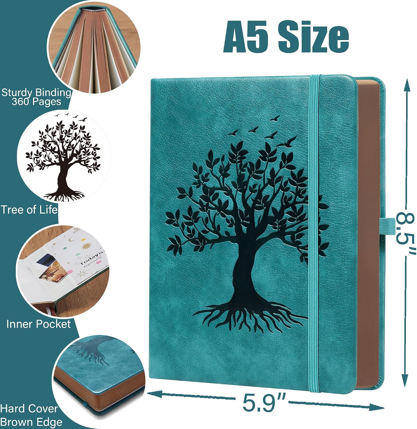 Thumbnail 5 de ZXHQ A5 Journal 360 Pages SeaGreen