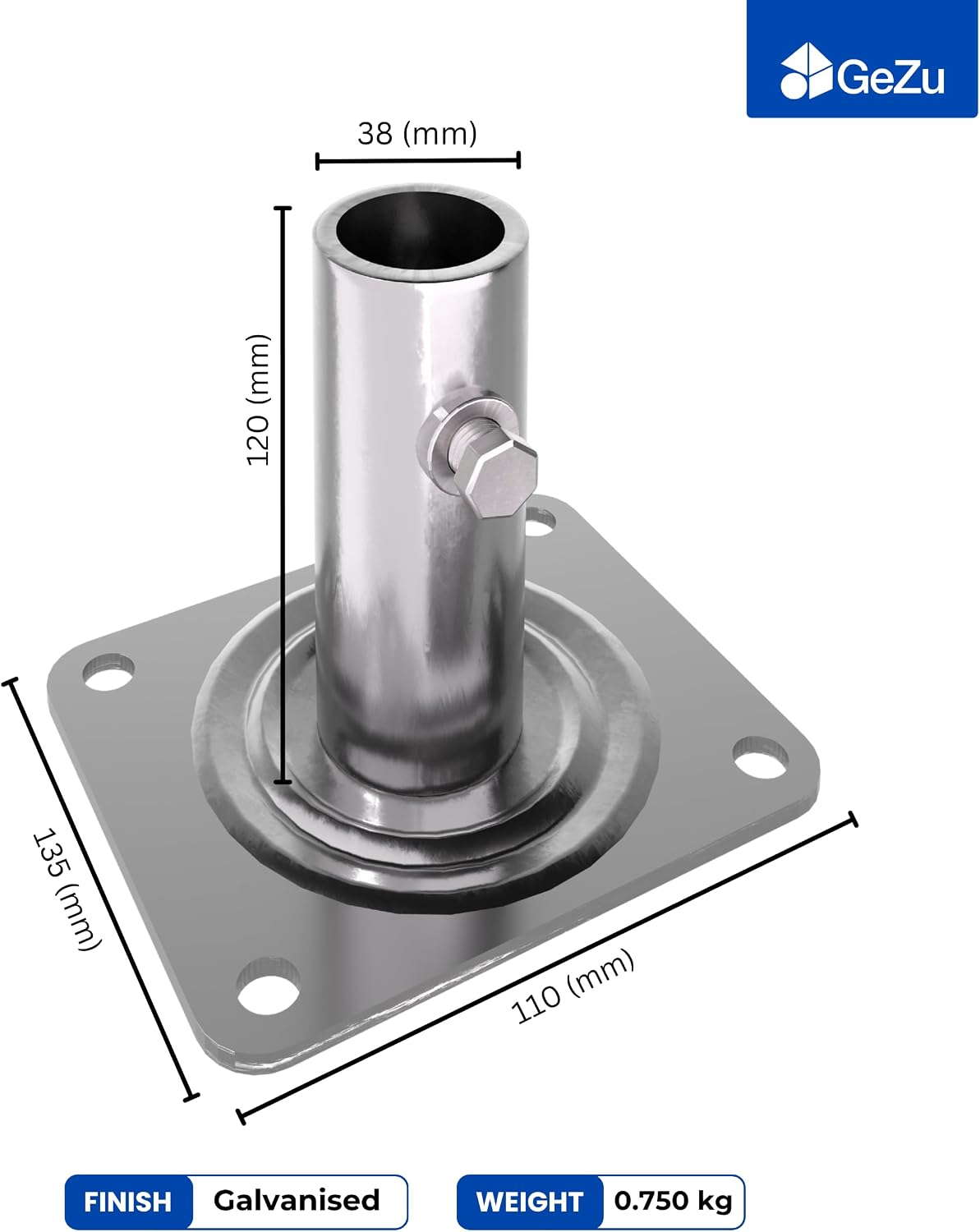 Thumbnail 1 de Plaque de base d’échafaudage GeZu Impex 135×110×120 mm galvanisée (lot de 16) – compatible style Baker