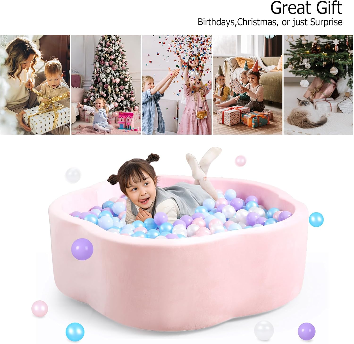 Detalle de Heopeis Ball Pit Balls Pack (100, 200, 500) – Star and Round Set, BPA Free, Phthalate Free, Non-Toxic