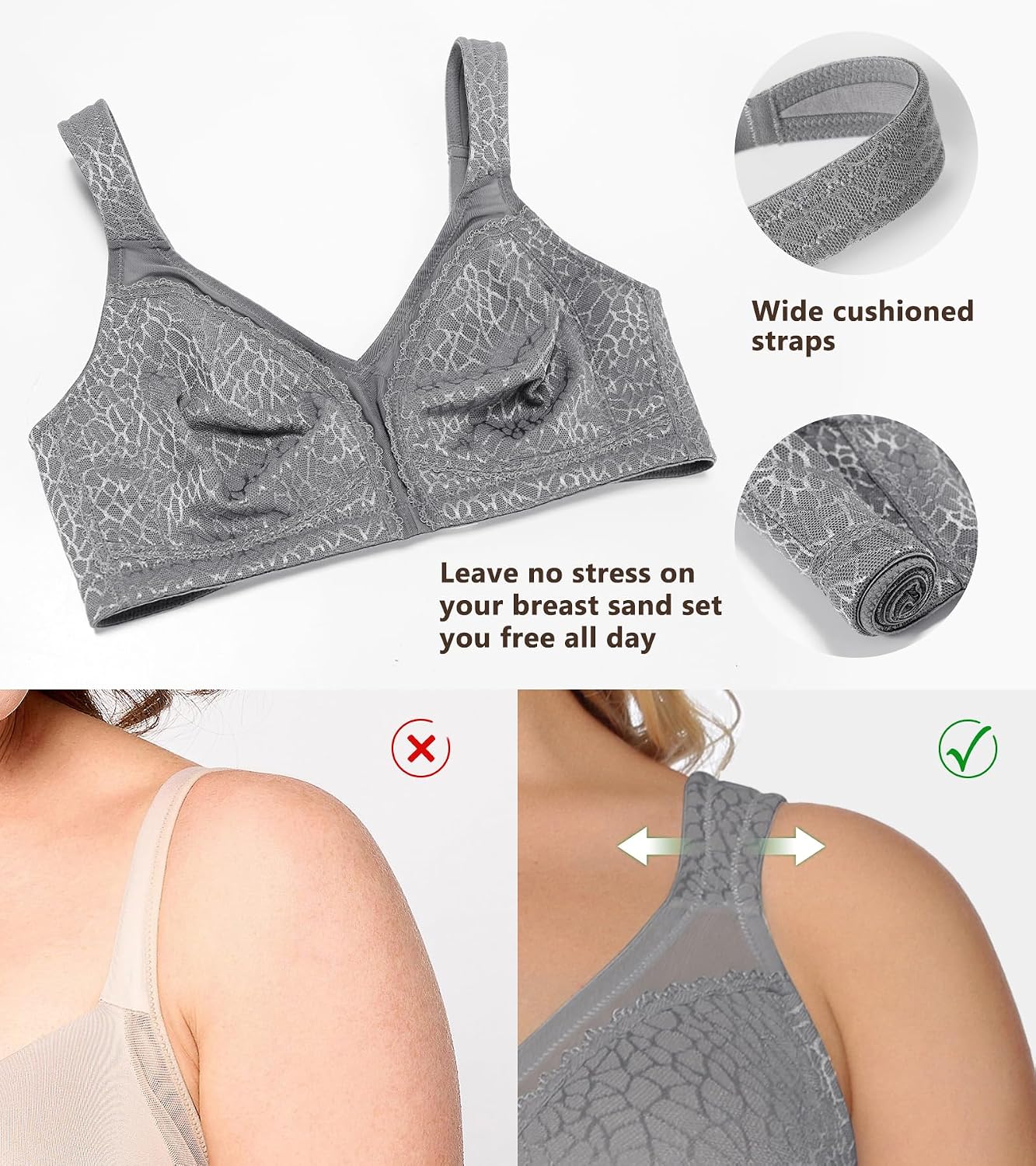 Thumbnail 3 de DotVol Damen Komfort Minimizer BH mit Vollschalen, Bügellos (Wirefree) – Große Größen