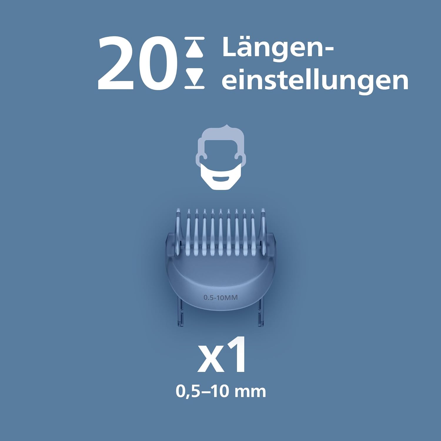 Detalle de Philips Bartschneider 3000er-Serie BT3619/15 – selbstschärfende Klingen, 20 Längeneinstellungen