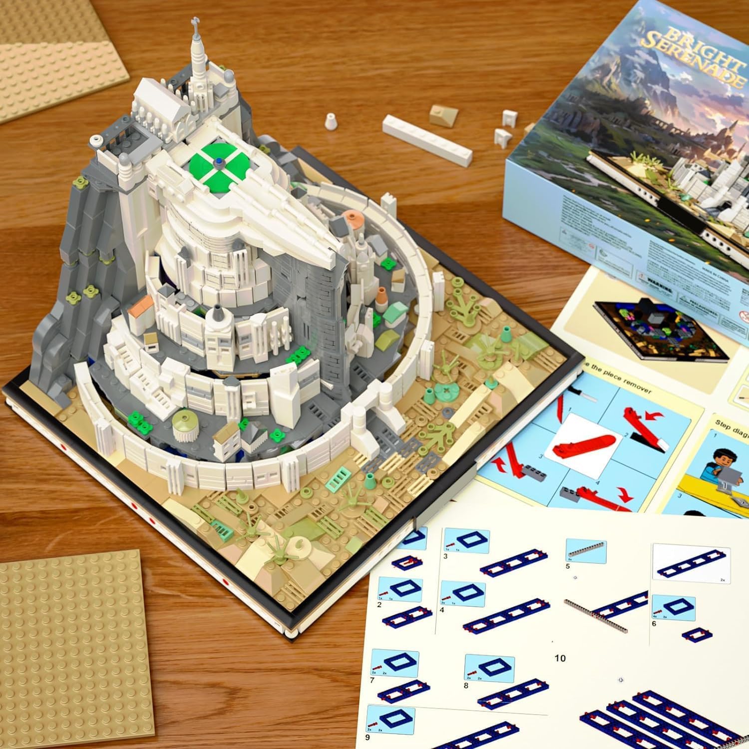 Detalle de QGGQ Architecture Klemmbausteine Ideas Mini Bausteine – Fantasy Schlossbausatz, 1680 Teile, Nicht kompatibel mit Lego