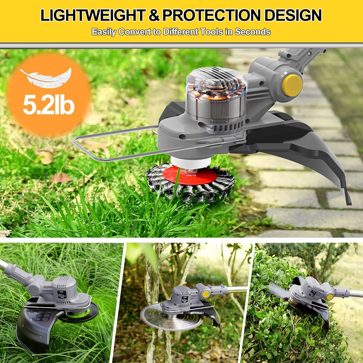 Thumbnail 5 de Cordless Grass Trimmer 21V Strimmer with 2 x 4000mAh Batteries and 4 Types Blades