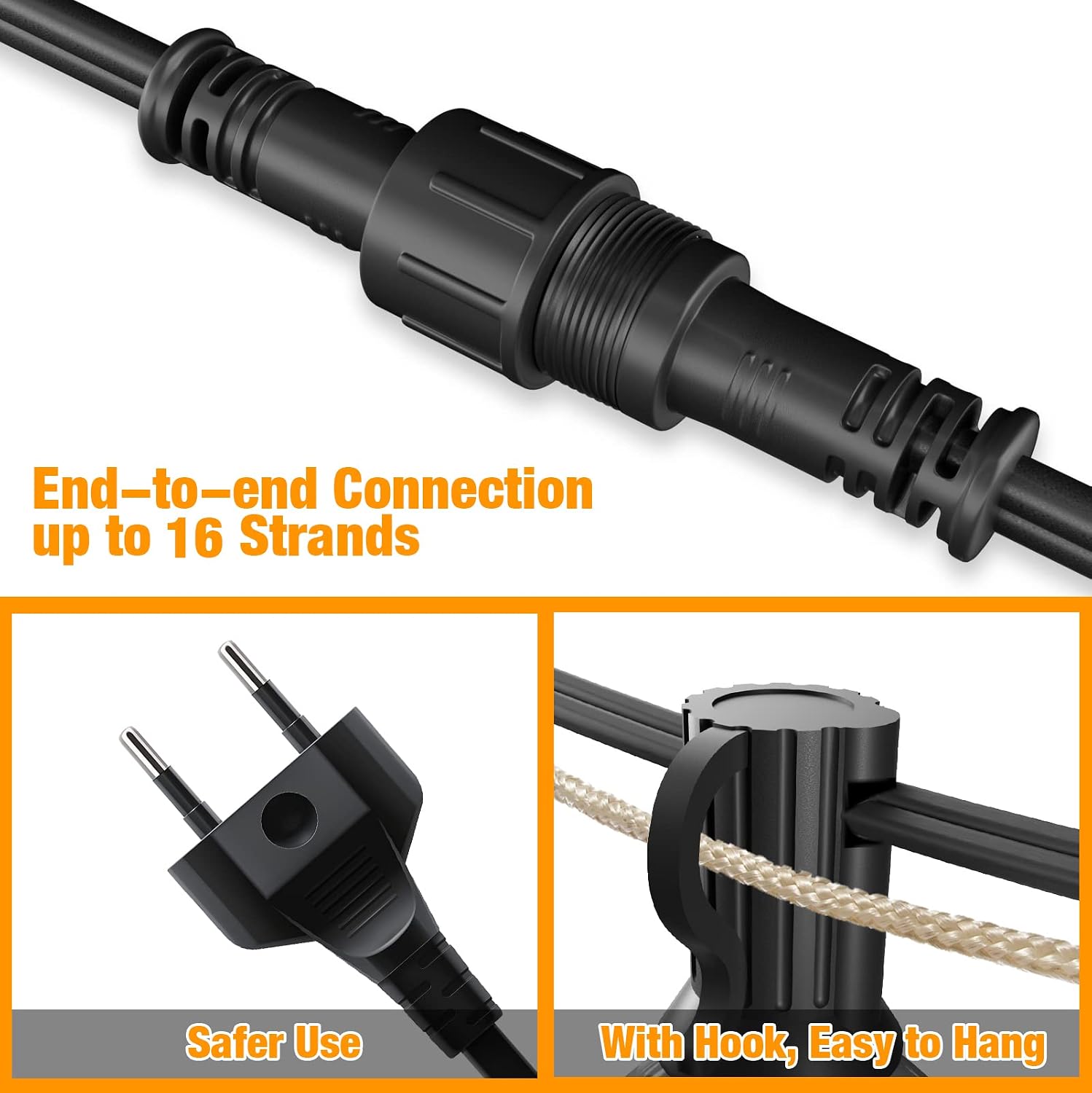 Detalle 1 de SUWIN Catena luminosa da esterno da 45 m con lampadine LED, impermeabile IP45