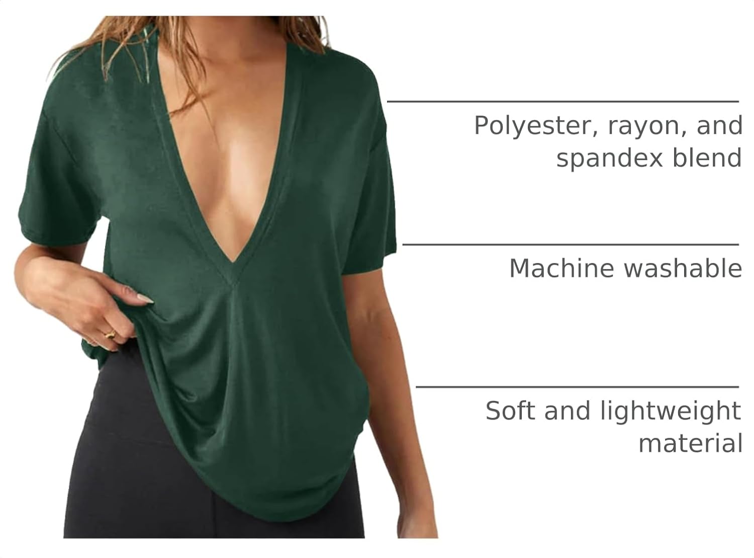 Detalle 2 de UNCLECAT Women's T-Shirt, Deep V-Neck