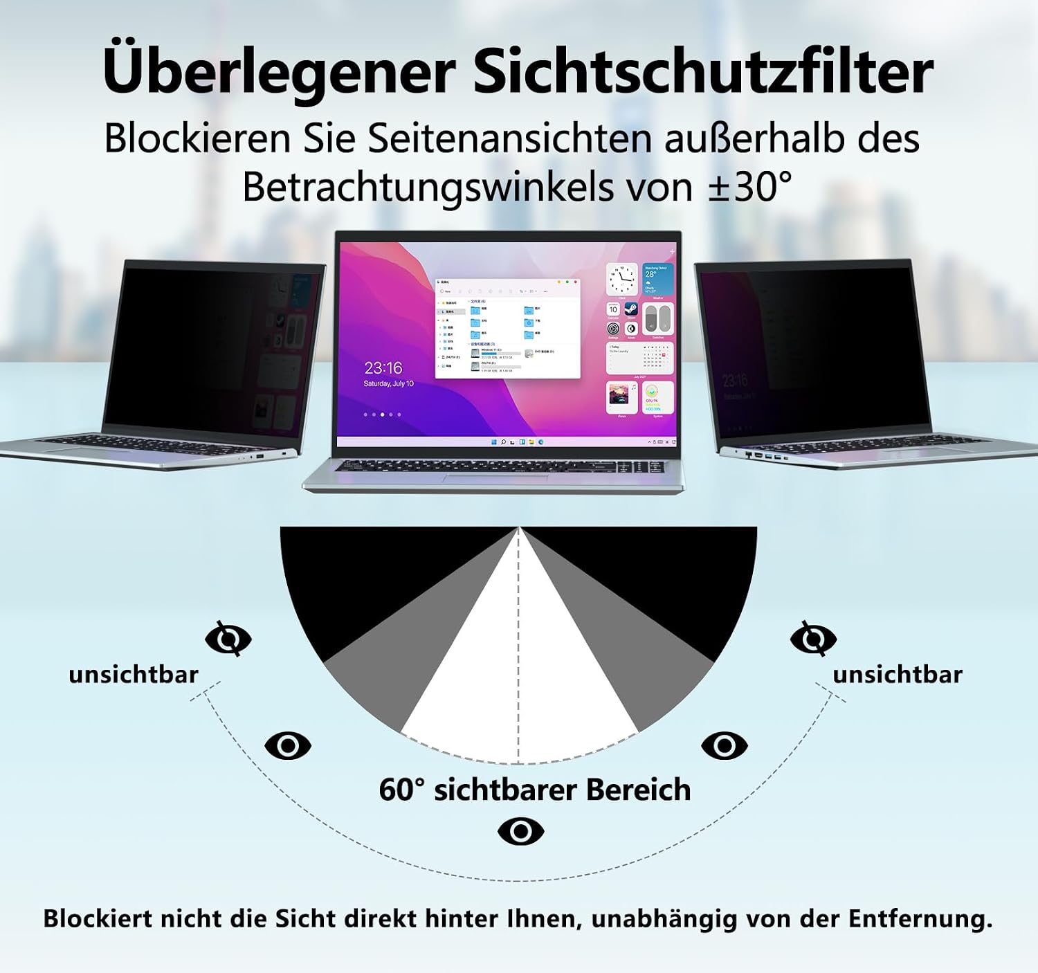 Thumbnail 2 de PYS Laptop Blickschutzfolie 14 Zoll