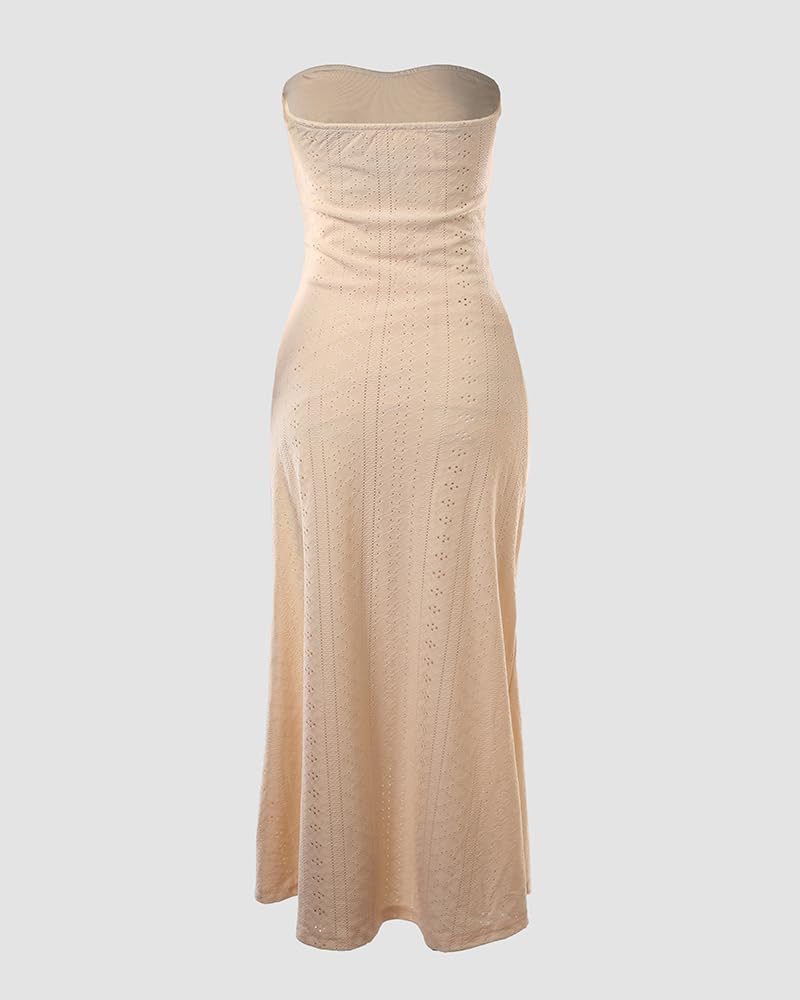 Thumbnail 5 de CHICME Women's Strapless Maxi Bodycon Dress with Wrap Asymmetrical Hem